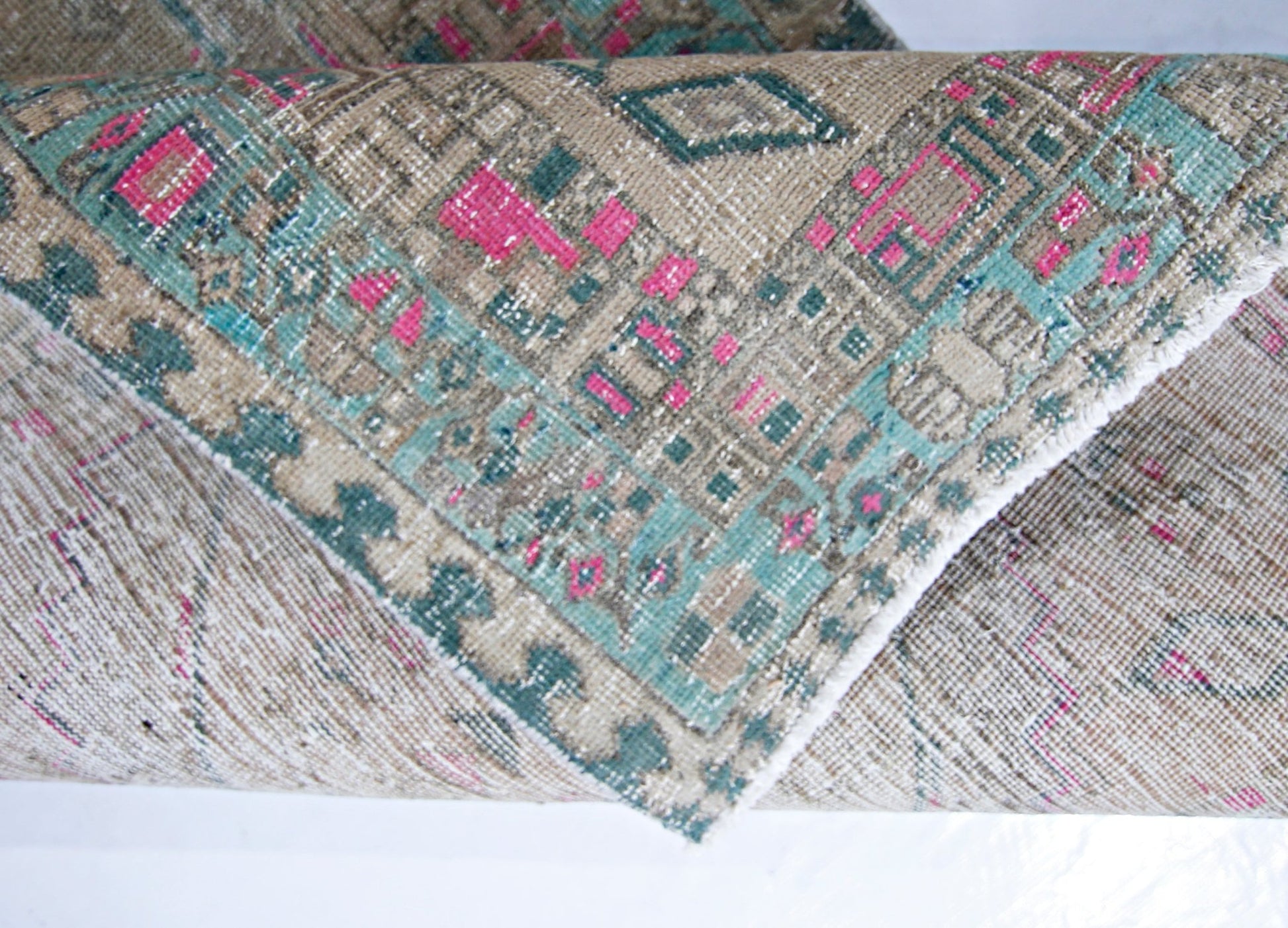 Handmade Vintage Persian Hallway Runner | 323 x 103 cm | 10'7" x 3'5" - Najaf Rugs & Textile
