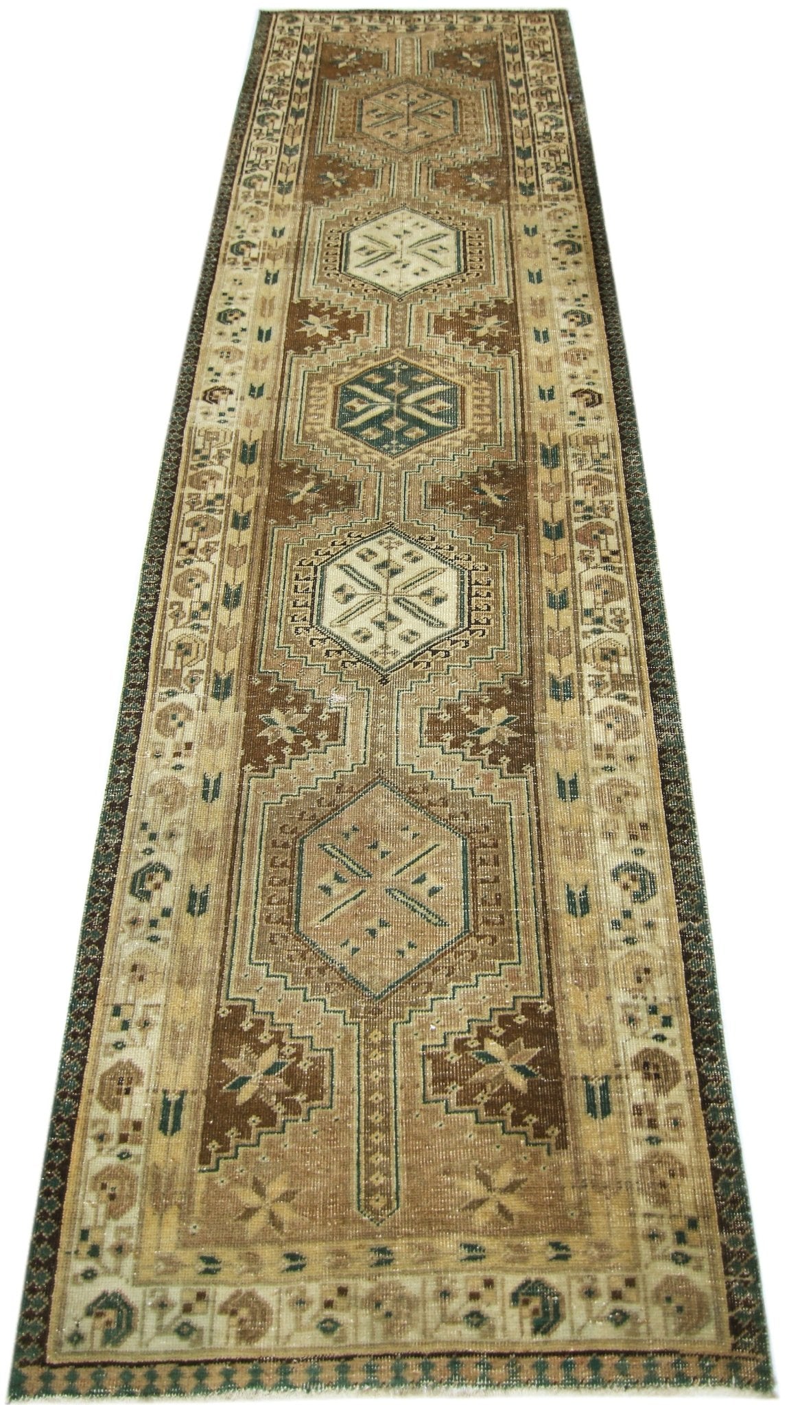 Handmade Vintage Persian Hamadan Hallway Runner | 327 x 103 cm | 10'9" x 3'4" - Najaf Rugs & Textile