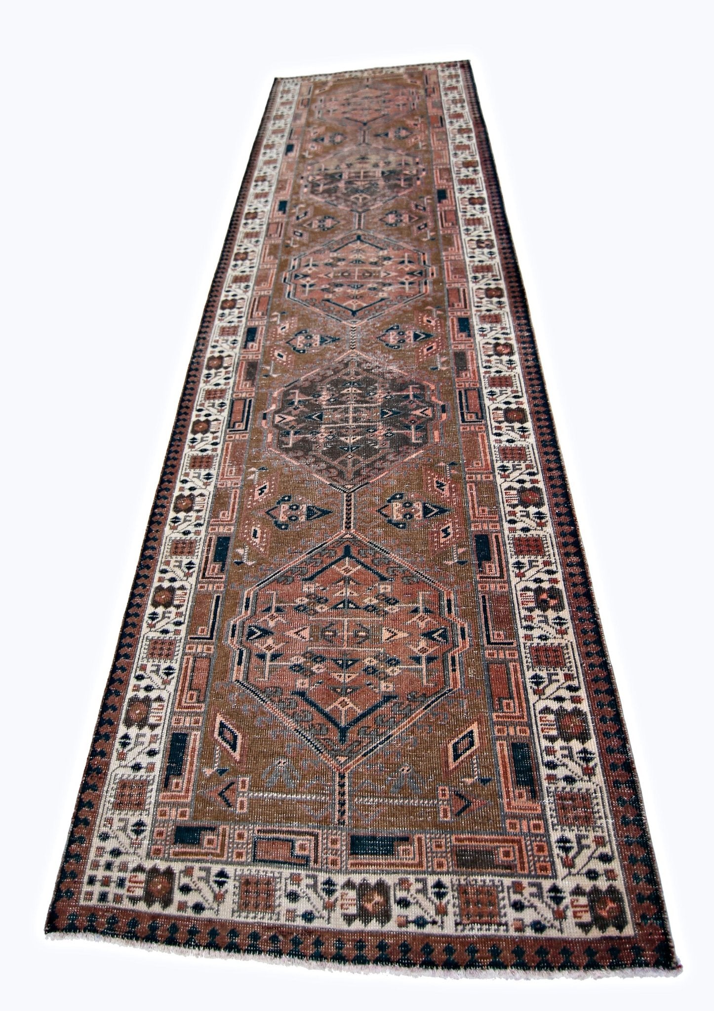 Handmade Vintage Persian Hallway Runner | 336 x 104 cm | 11" x 3'5" - Najaf Rugs & Textile