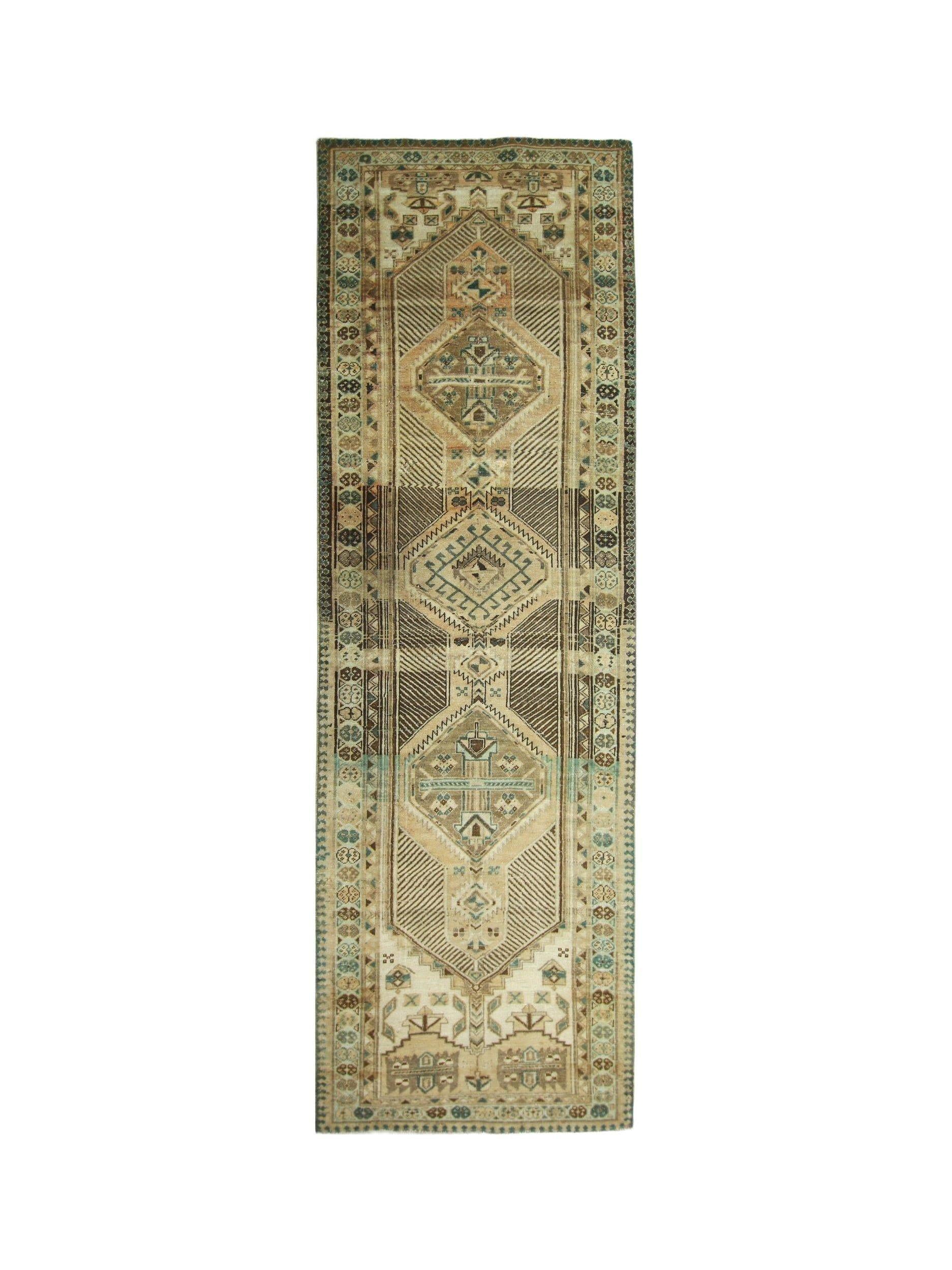 Handmade Vintage Persian Serab Hallway Runner | 345 x 104 cm | 11'4" x 3'6" - Najaf Rugs & Textile