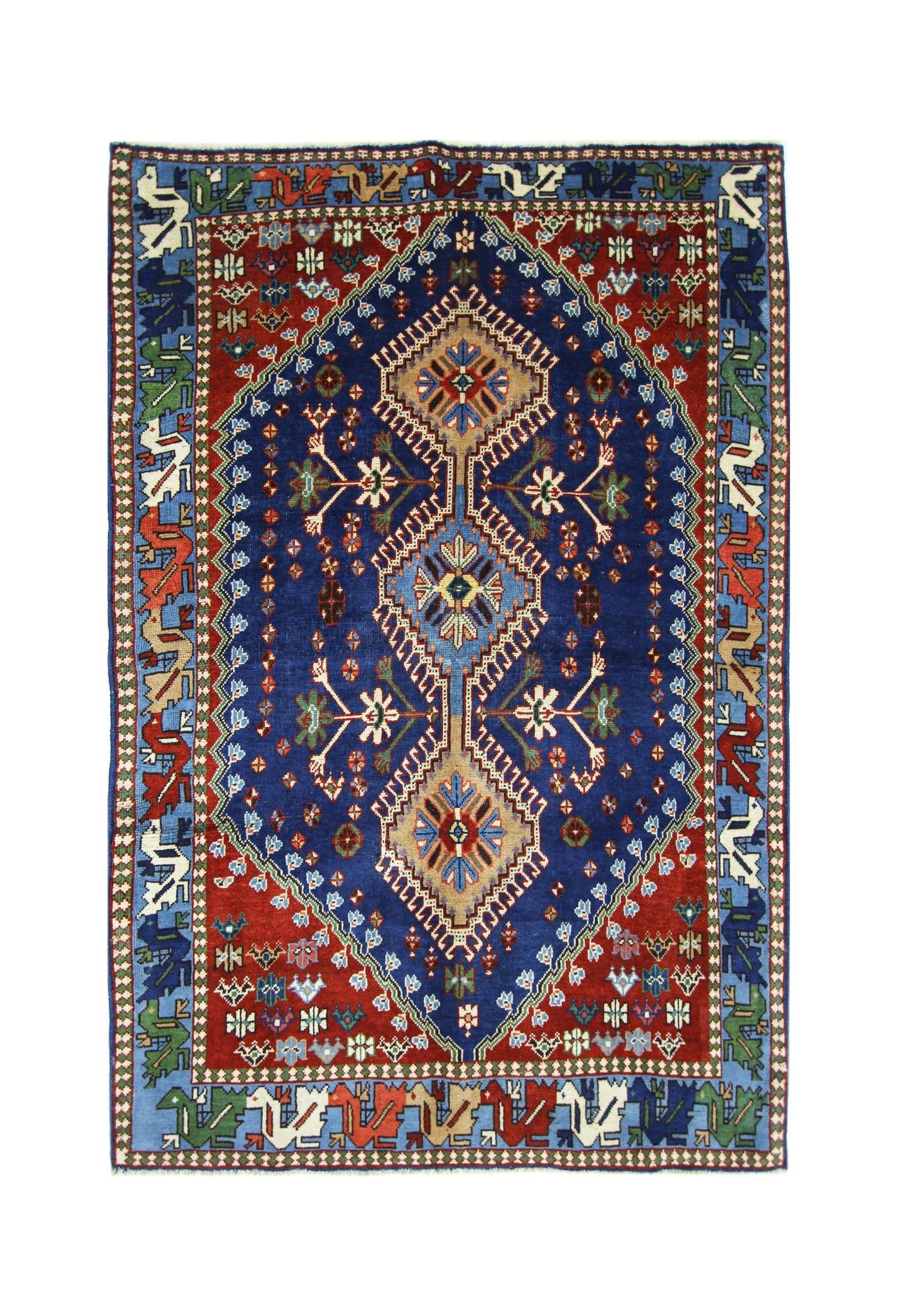 Handmade Vintage Persian Shiraz Rug | 168 x 111 cm | 5'6" x 3'8" - Najaf Rugs & Textile