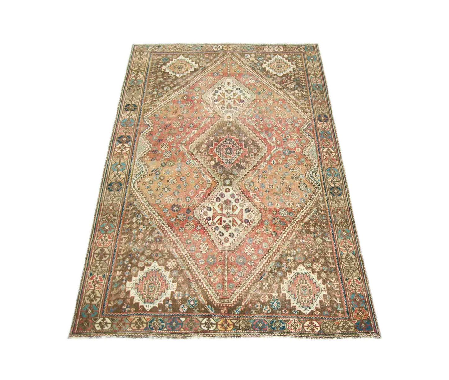 Handmade Vintage Persian Shiraz Rug | 254 x 173 cm | 8'4" x 5'8" - Najaf Rugs & Textile