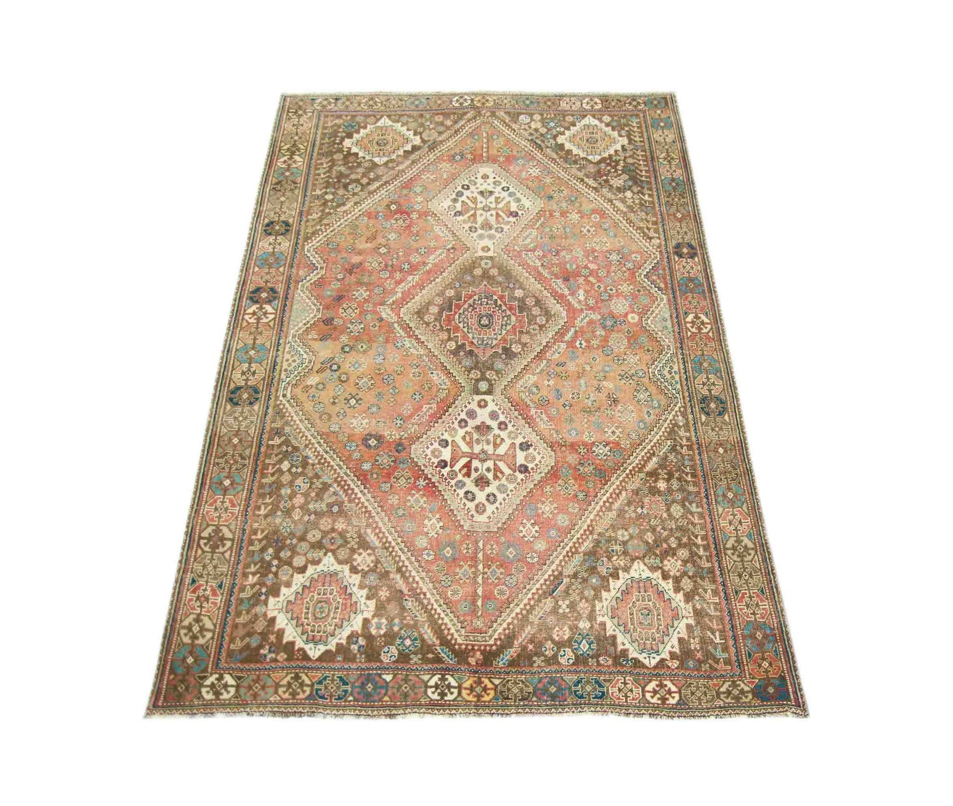 Handmade Vintage Persian Shiraz Rug | 254 x 173 cm | 8'4" x 5'8" - Najaf Rugs & Textile