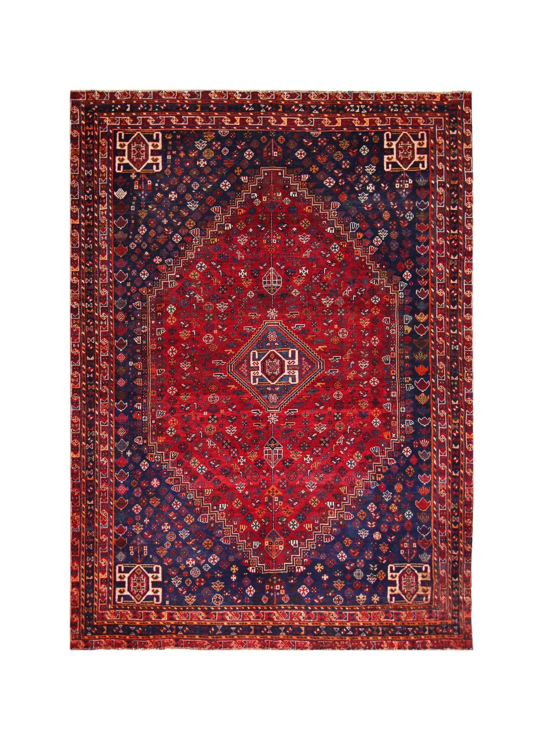 Handmade Vintage Persian Shiraz Rug | 303 x 219 cm | 9'11" x 7'2" - Najaf Rugs & Textile