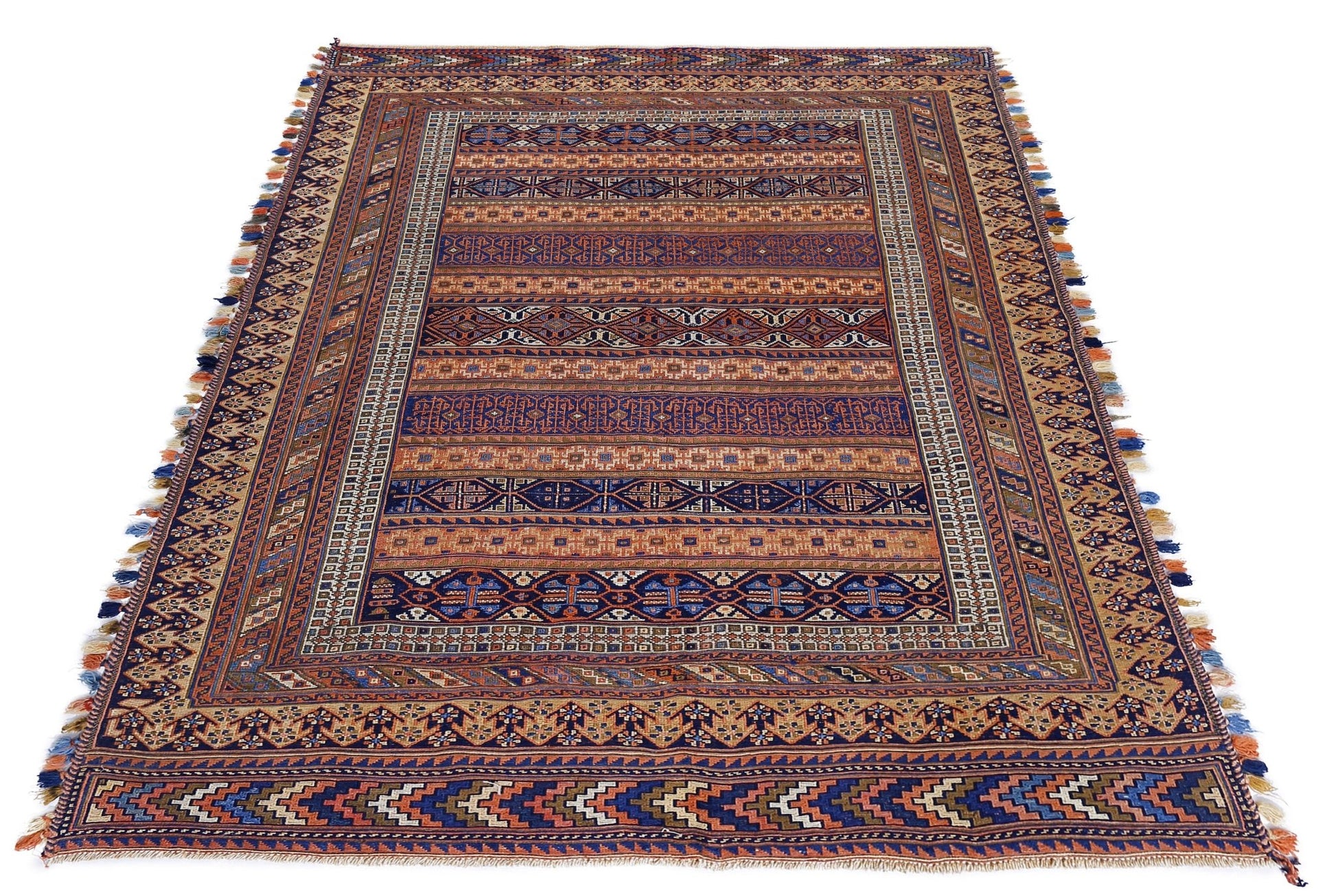 Handmade Vintage Persian Sumak Kilim | 234 x 150 cm | 7'8" x 4'11" - Najaf Rugs & Textile