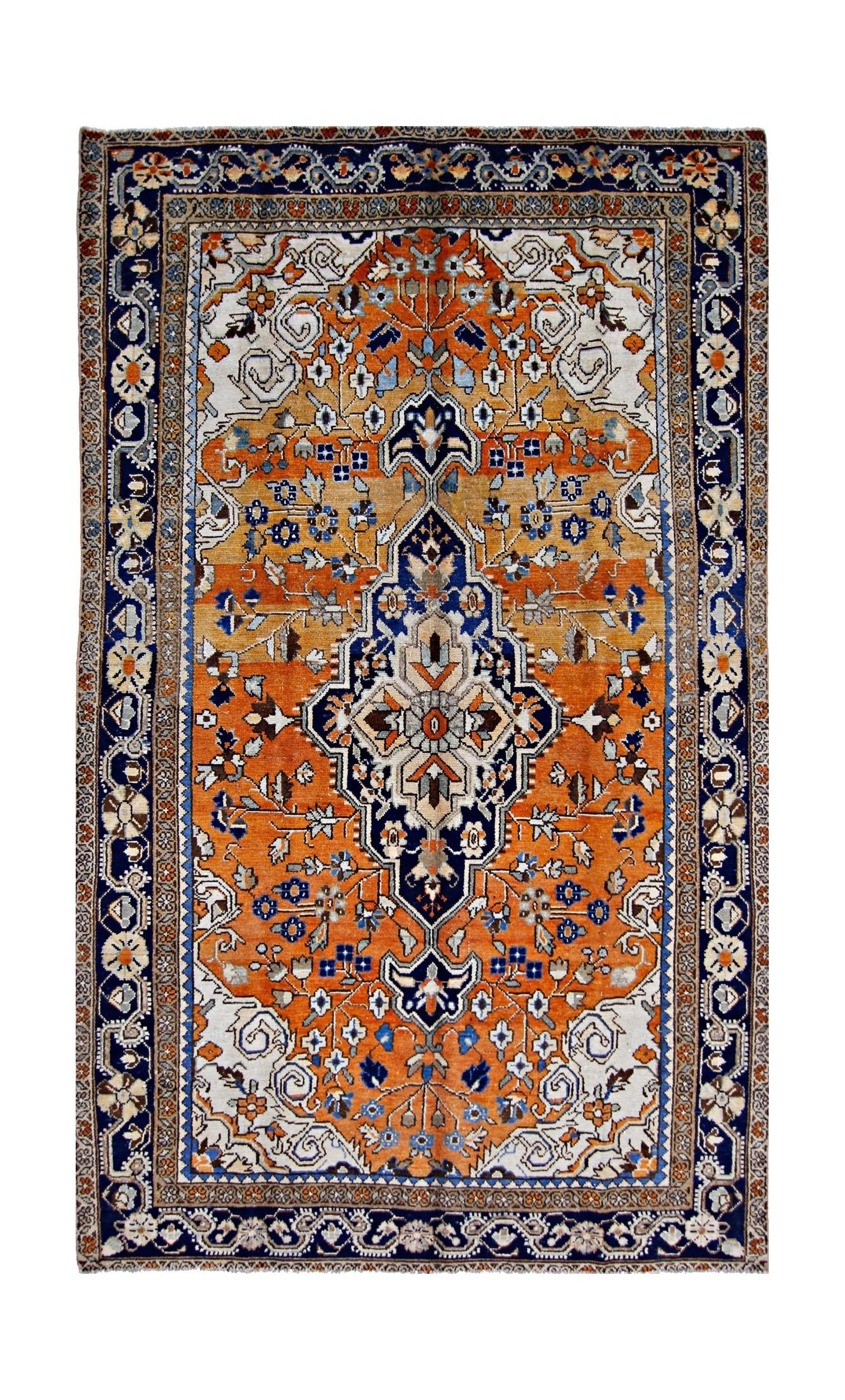 Handmade Vintage Persian Tabriz Rug | 225 x 137 cm | 7'5" x 4'6" - Najaf Rugs & Textile