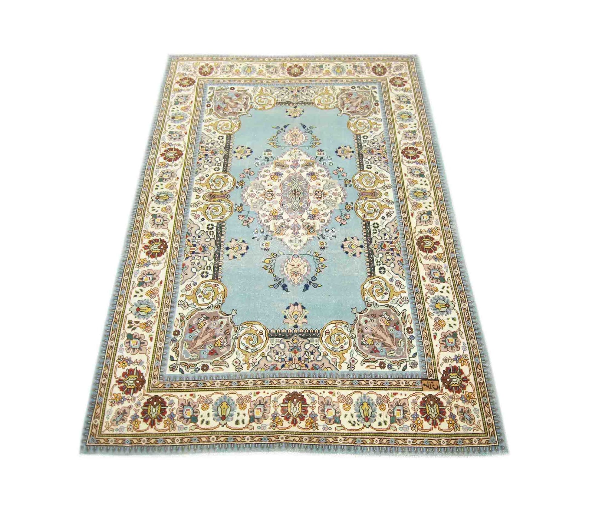 Handmade Vintage Persian Tabriz Rug | 235 x 165 cm | 7'9" x 5'5" - Najaf Rugs & Textile