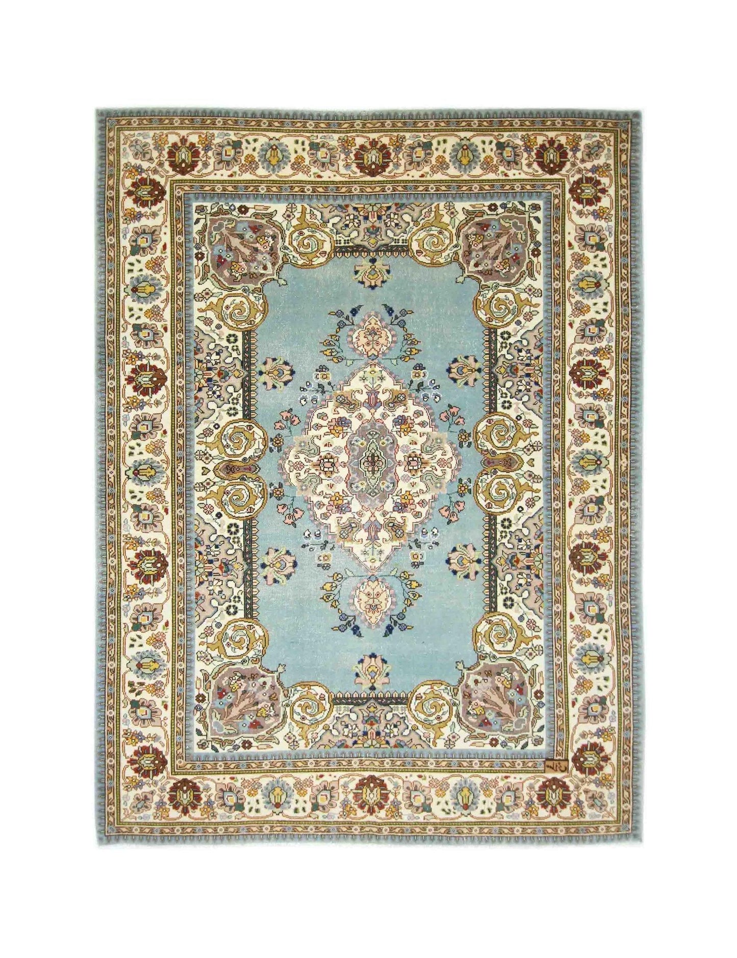 Handmade Vintage Persian Tabriz Rug | 235 x 165 cm | 7'9" x 5'5" - Najaf Rugs & Textile
