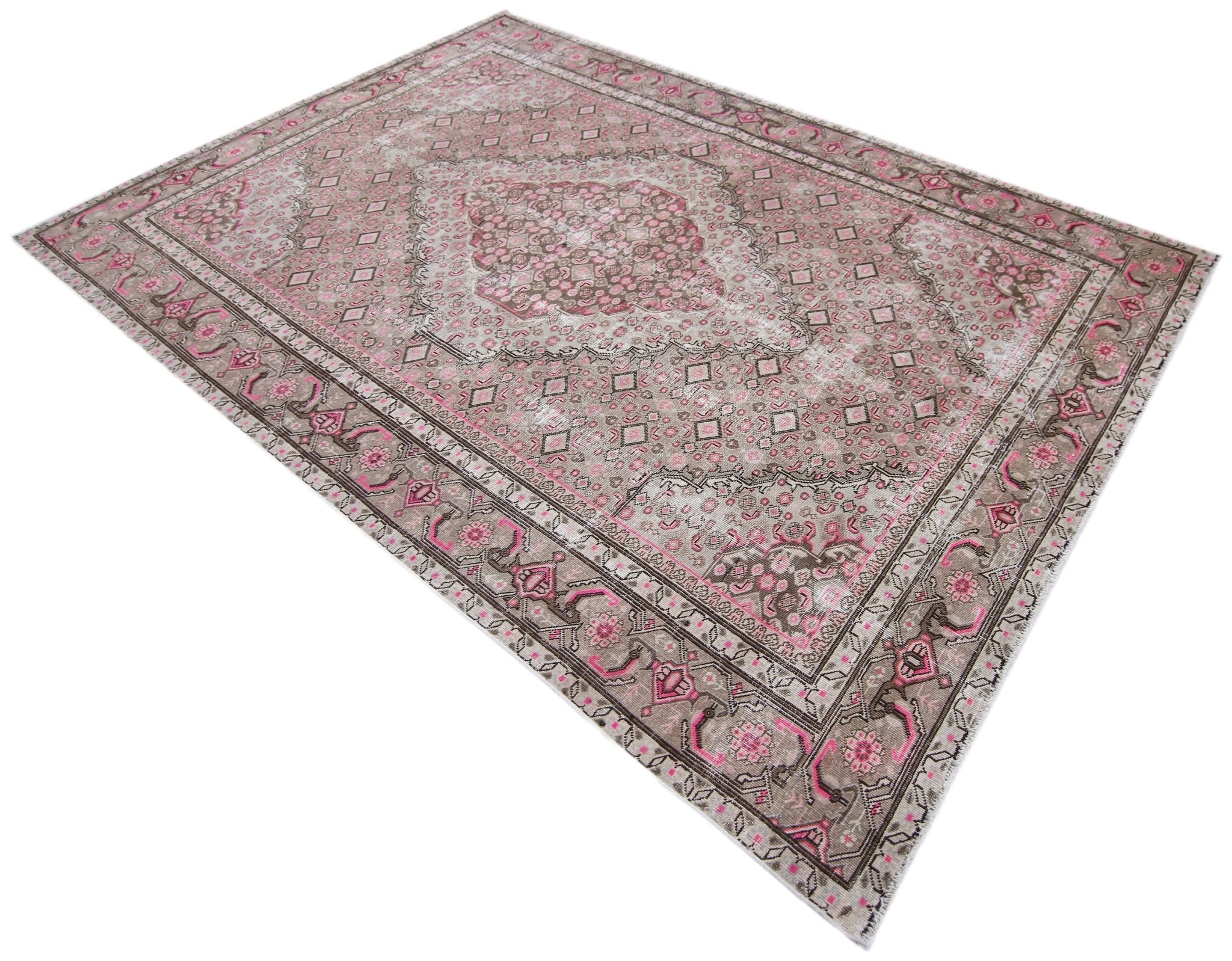 Handmade Vintage Persian Tabriz Rug | 260 x 180 cm | 8'6" x 5'11" - Najaf Rugs & Textile