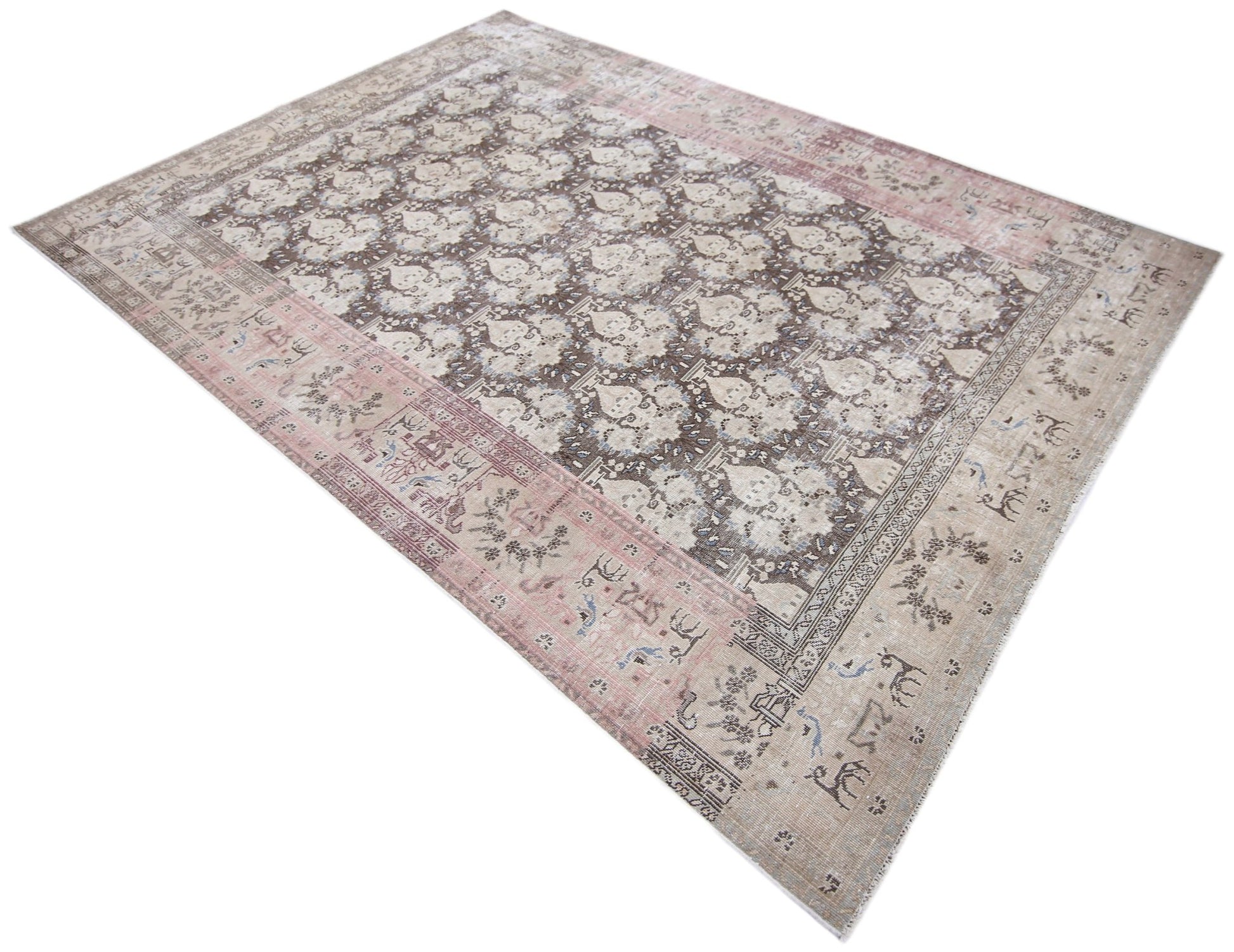 Handmade Vintage Persian Tabriz Rug | 269 x 181 cm | 8'10" x 5'11" - Najaf Rugs & Textile