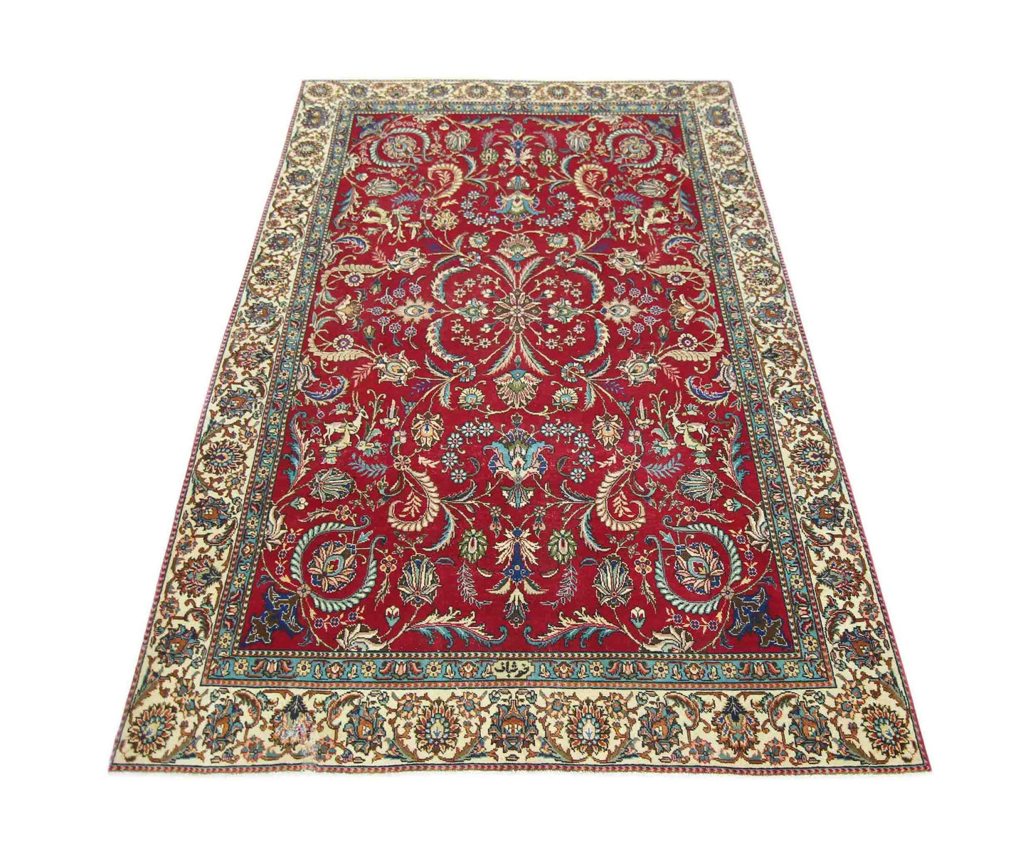 Handmade Vintage Persian Tabriz Rug | 275 x 184 cm | 9' x 6' - Najaf Rugs & Textile