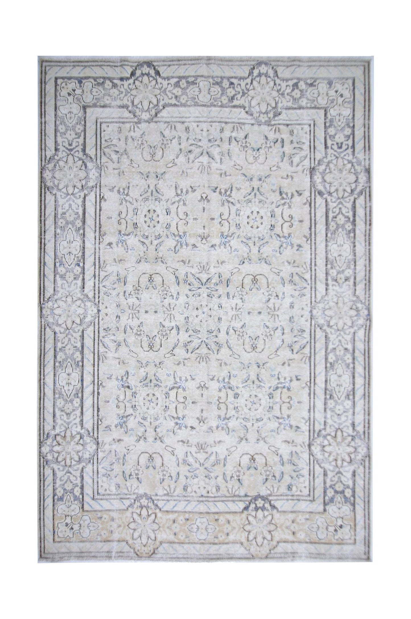 Handmade Vintage Persian Tabriz Rug | 285 x 193 cm | 9'4" x 6'4" - Najaf Rugs & Textile