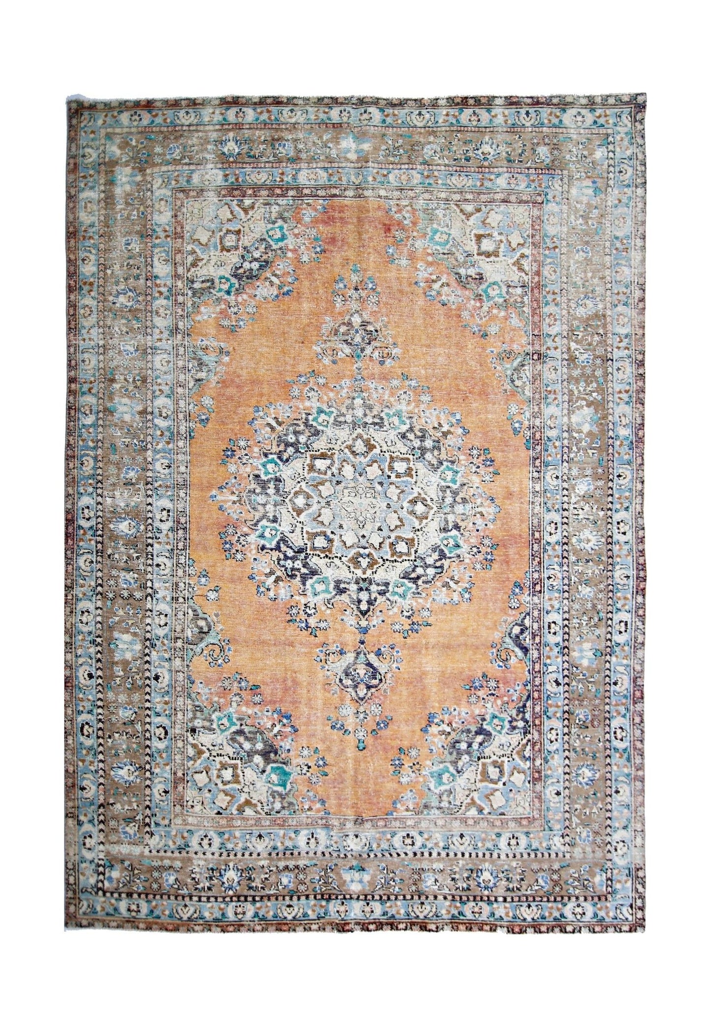 Handmade Vintage Persian Tabriz Rug | 288 x 190 cm | 9'5" x 6'3" - Najaf Rugs & Textile
