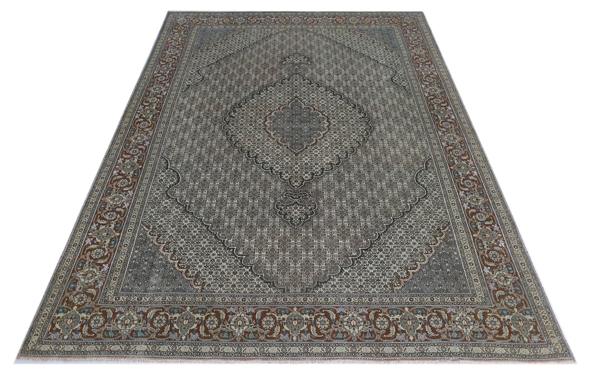 Handmade Vintage Persian Tabriz Mahi Rug | 290 x 199 cm | 9'6" x 6'6" - Najaf Rugs & Textile