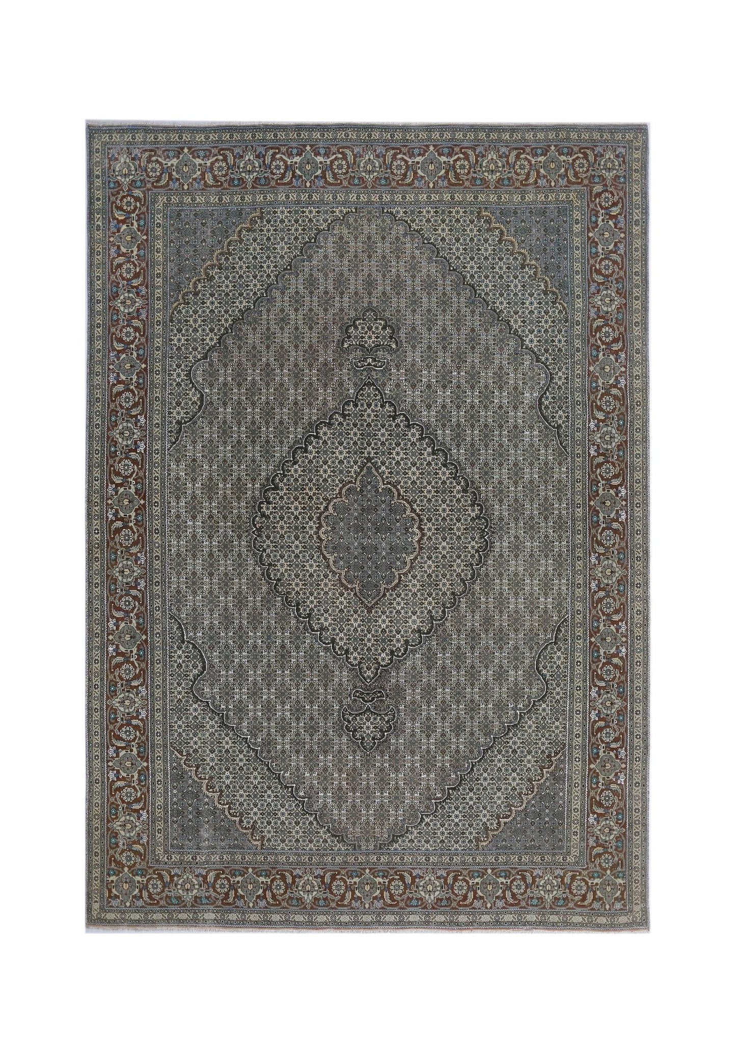Handmade Vintage Persian Tabriz Mahi Rug | 290 x 199 cm | 9'6" x 6'6" - Najaf Rugs & Textile