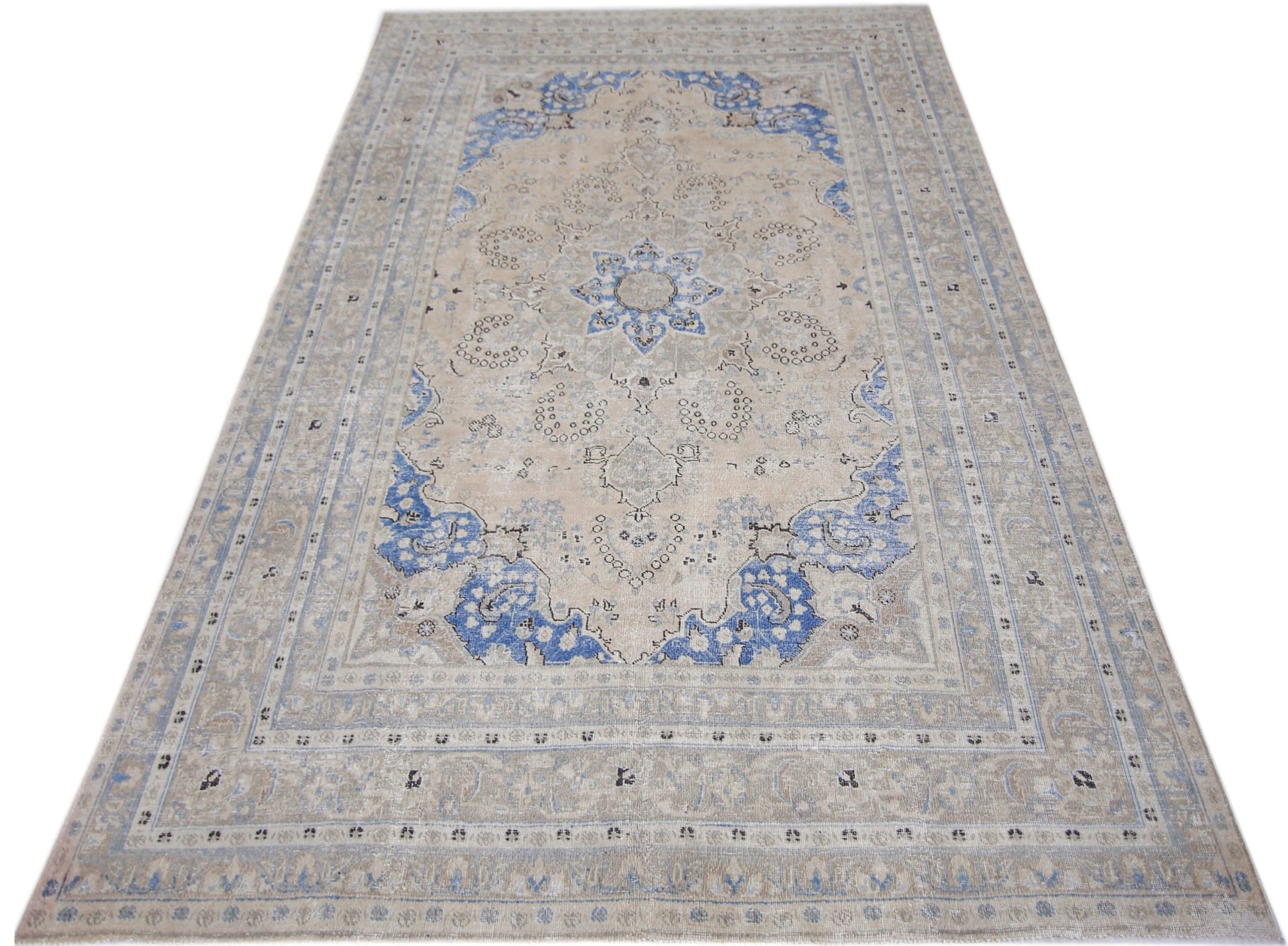 Handmade Vintage Persian Tabriz Rug | 299 x 195 cm | 9'10" x 6'5" - Najaf Rugs & Textile
