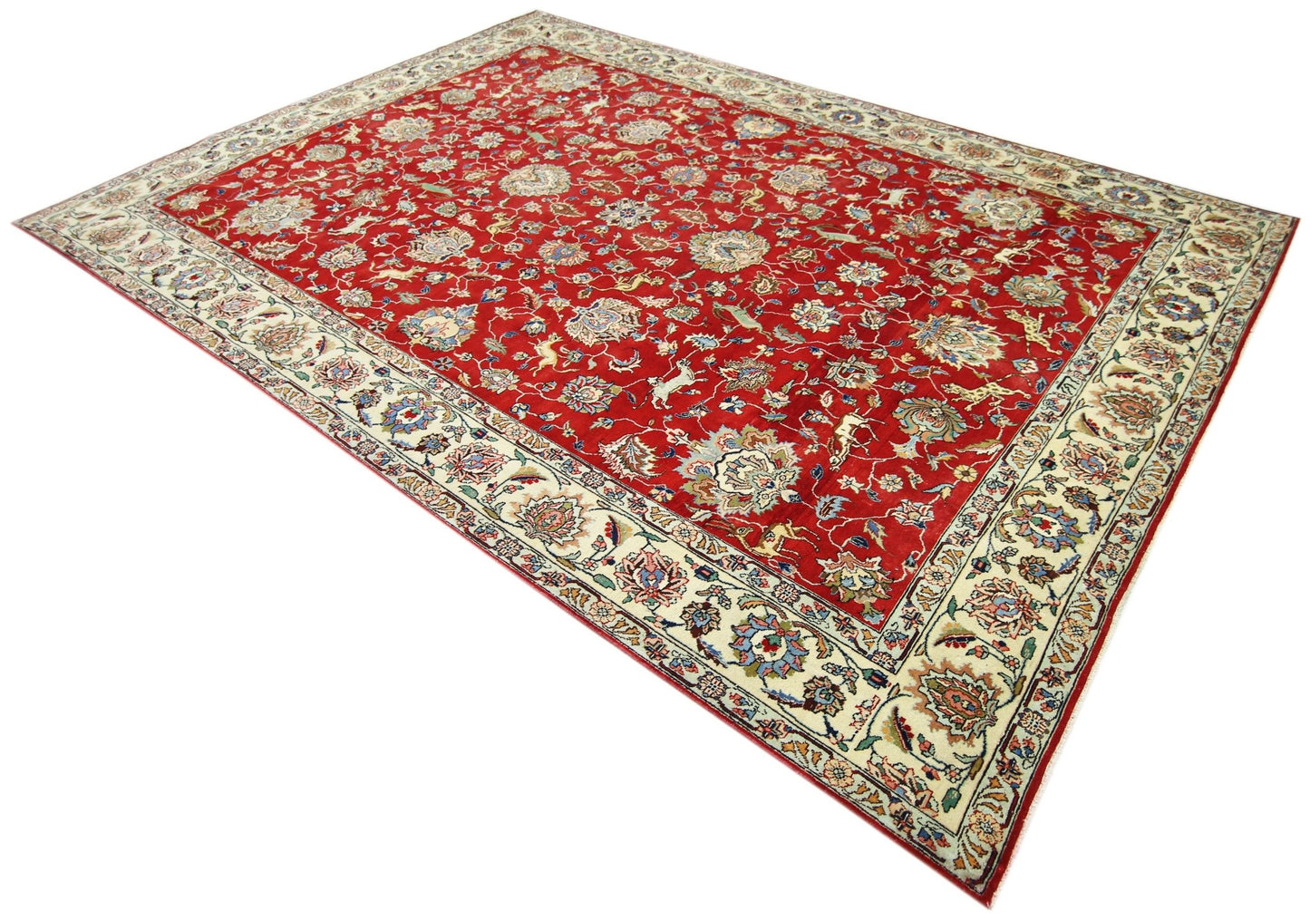 Handmade Vintage Persian Kerman Rug | 376 x 259 cm | 12'4" x 8'6" - Najaf Rugs & Textile