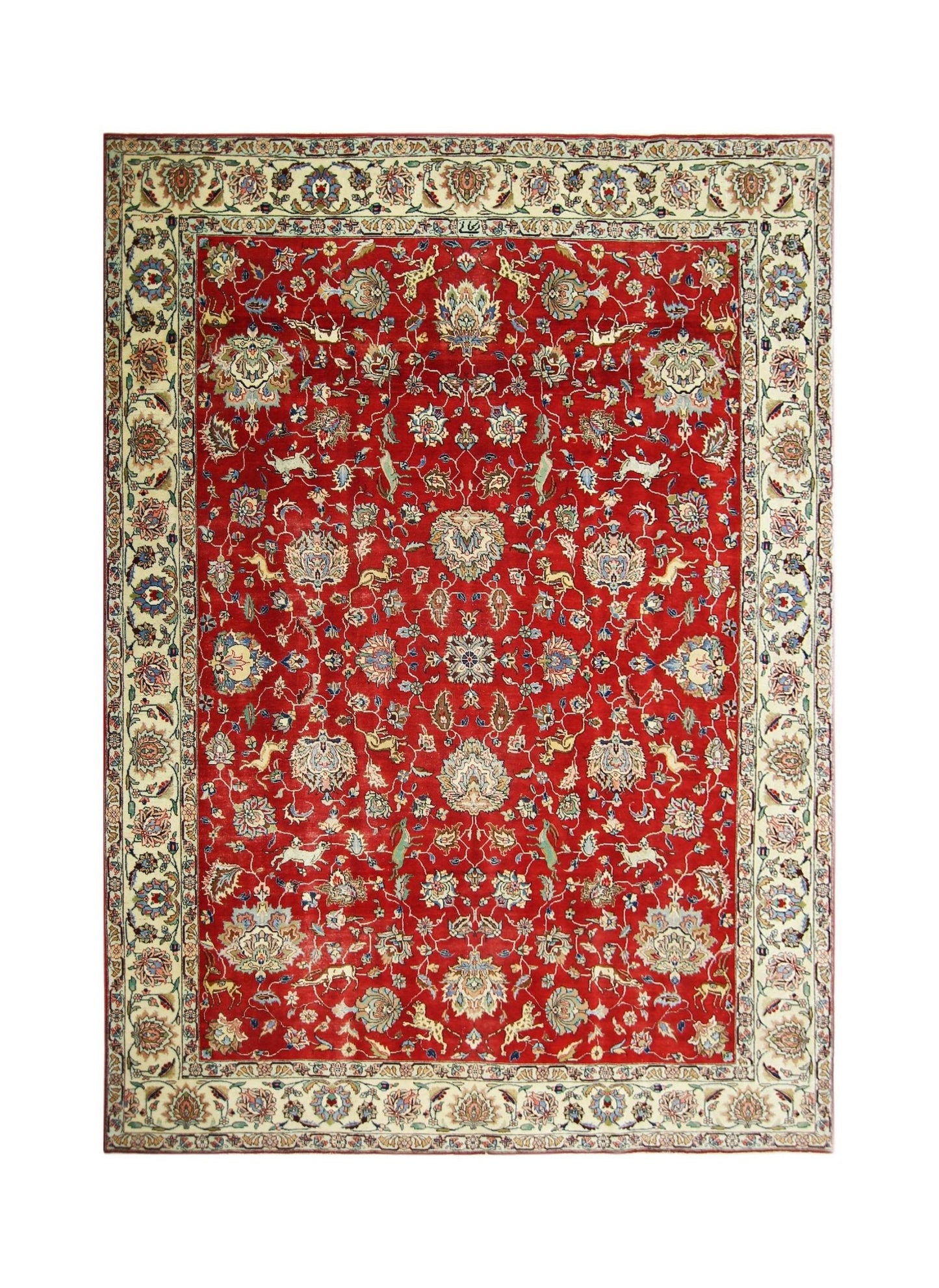 Handmade Vintage Persian Kerman Rug | 376 x 259 cm | 12'4" x 8'6" - Najaf Rugs & Textile