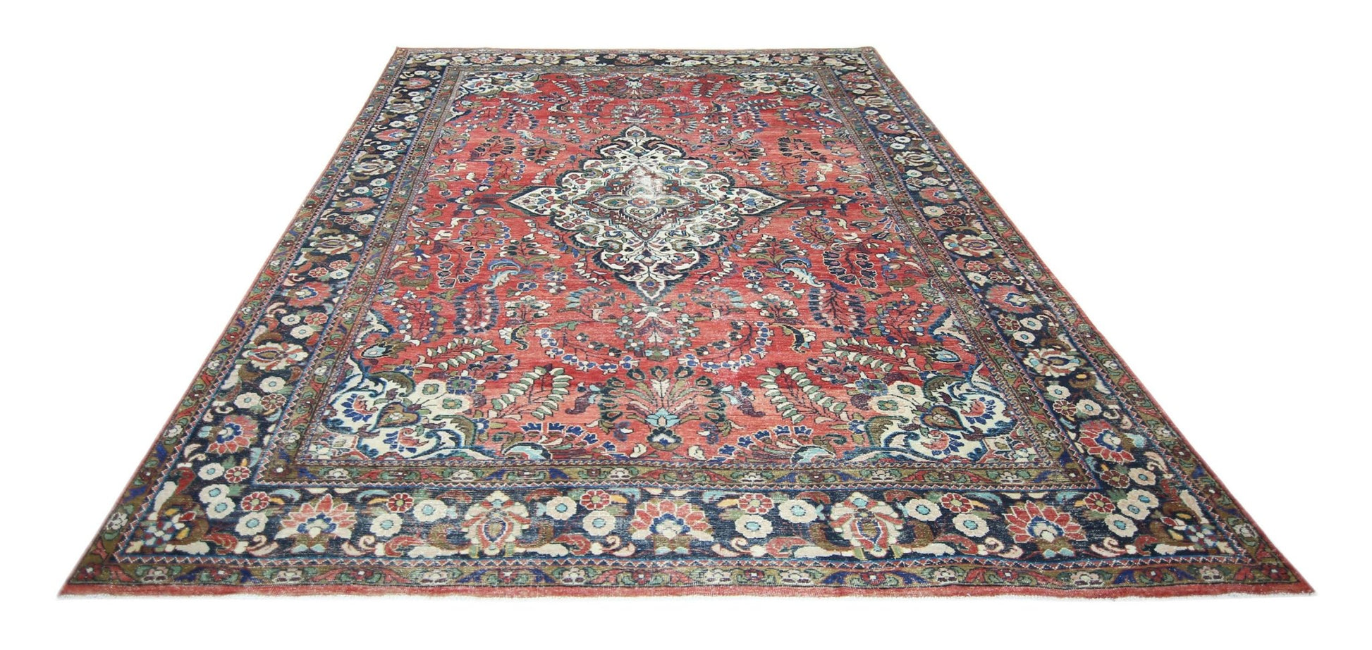 Handmade Vintage Persian Tabriz Rug | 376 x 278 cm | 12'4" x 9'1" - Najaf Rugs & Textile