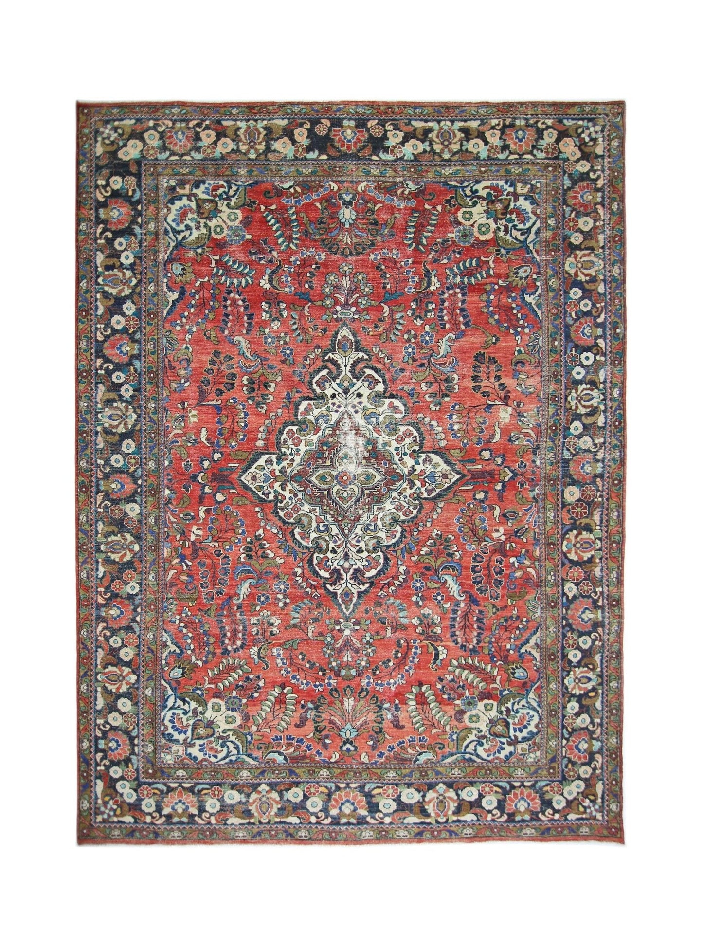Handmade Vintage Persian Tabriz Rug | 376 x 278 cm | 12'4" x 9'1" - Najaf Rugs & Textile