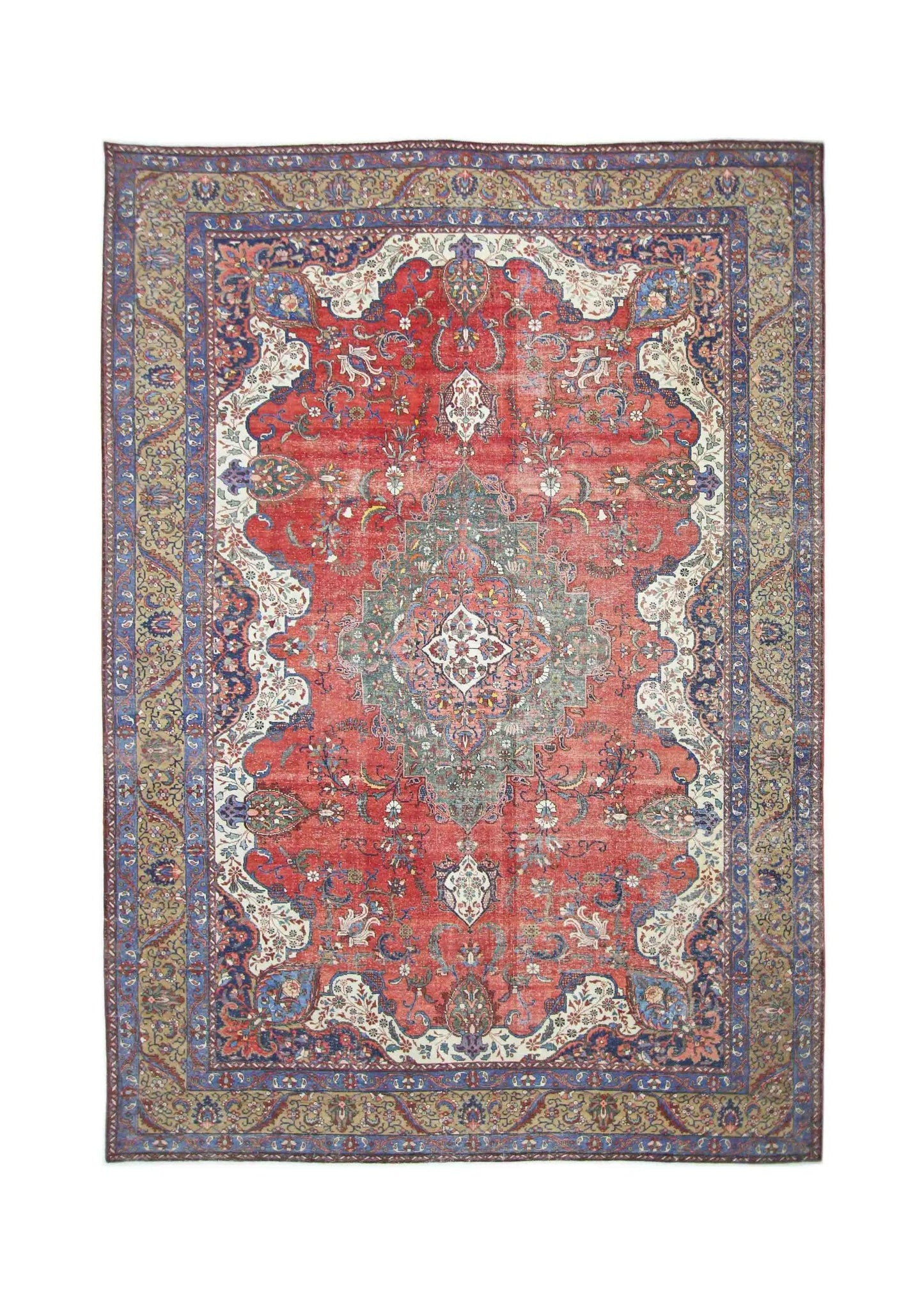 Handmade Vintage Persian Tabriz Rug | 390 x 272 cm | 12'9" x 8'11" - Najaf Rugs & Textile