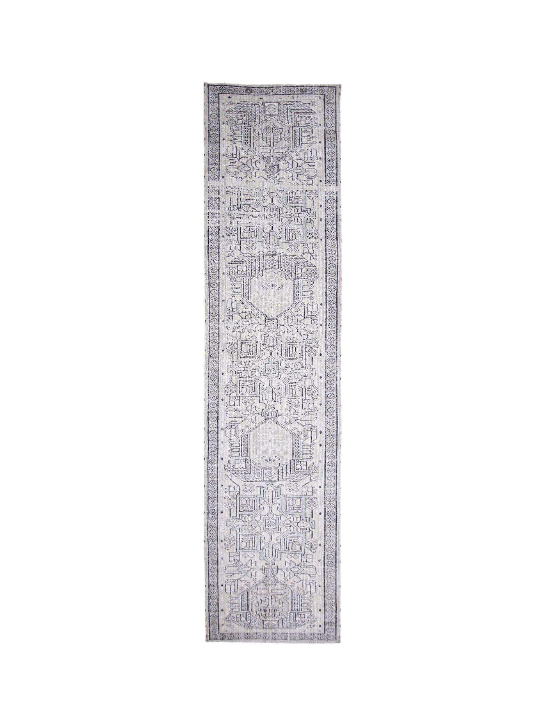 Handmade Vintage Persian Tabriz Hallway Runner | 372 x 90 cm | 12'2" x 2'11" - Najaf Rugs & Textile
