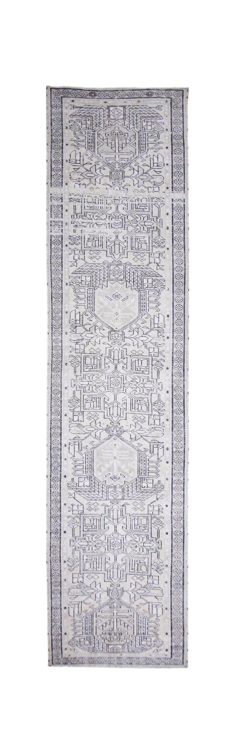 Handmade Vintage Persian Tabriz Hallway Runner | 372 x 90 cm | 12'2" x 2'11" - Najaf Rugs & Textile