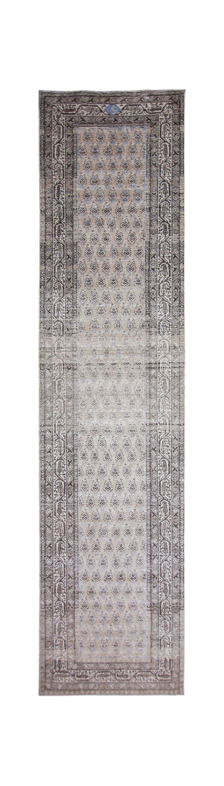 Handmade Vintage Persian Tabriz Hallway Runner | 396 x 92 cm | 13' x 3' - Najaf Rugs & Textile