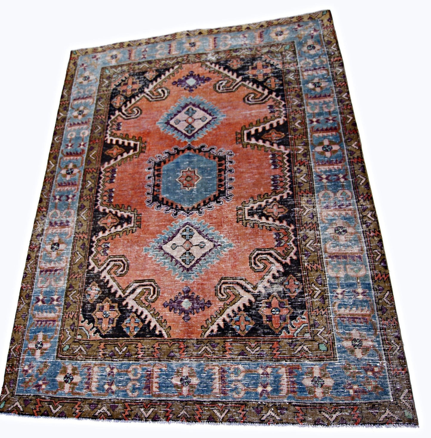 Handmade Vintage Persian Wiss Rug | 199 x 157 cm | 6'7" x 5'2" - Najaf Rugs & Textile