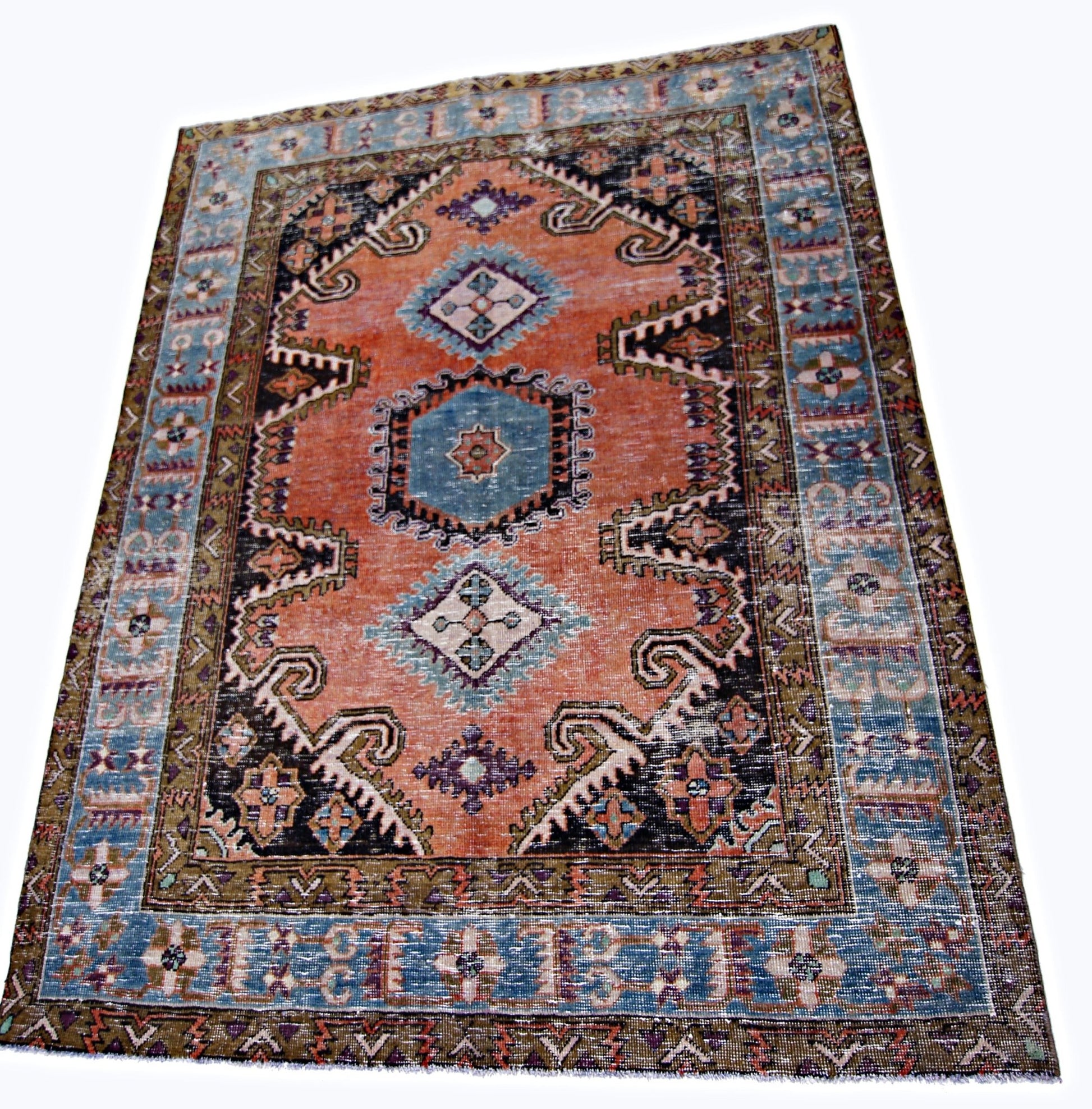 Handmade Vintage Persian Wiss Rug | 199 x 157 cm | 6'7" x 5'2" - Najaf Rugs & Textile