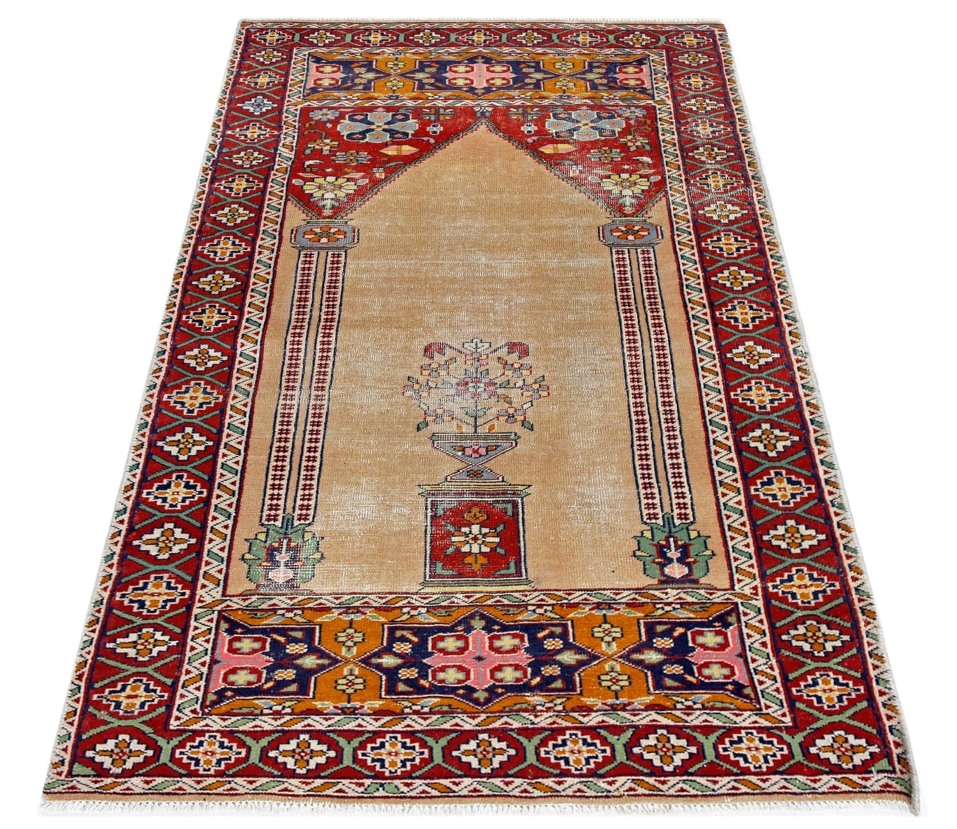Handmade Vintage Princess Bokhara Prayer Rug | 122 x 74 cm | 4' x 2'5" - Najaf Rugs & Textile
