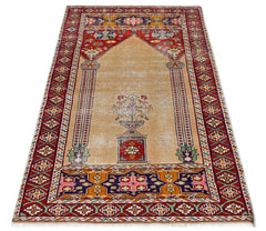 Handmade Vintage Princess Bokhara Prayer Rug | 122 x 74 cm | 4' x 2'5" - Najaf Rugs & Textile