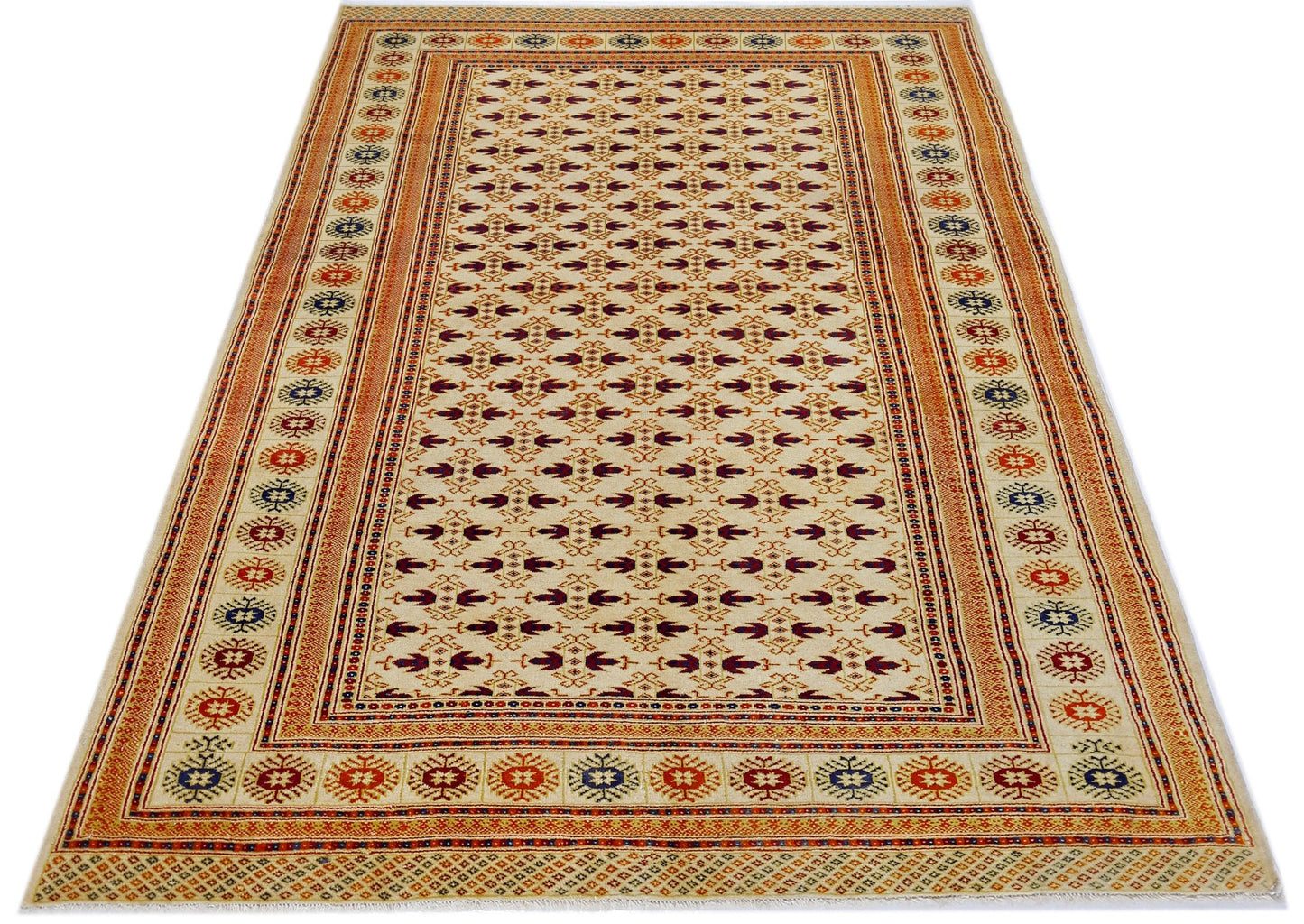 Handmade Vintage Princess Bokhara Rug | 188 x 128 cm | 6'2" x 4'2" - Najaf Rugs & Textile