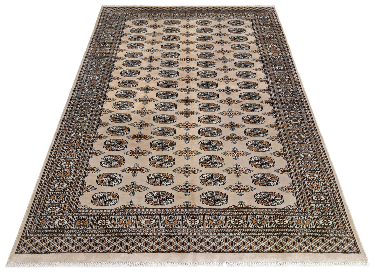 Handmade Vintage Princess Bokhara Rug | 249 x 158 cm | 8'2" x 5'2" - Najaf Rugs & Textile