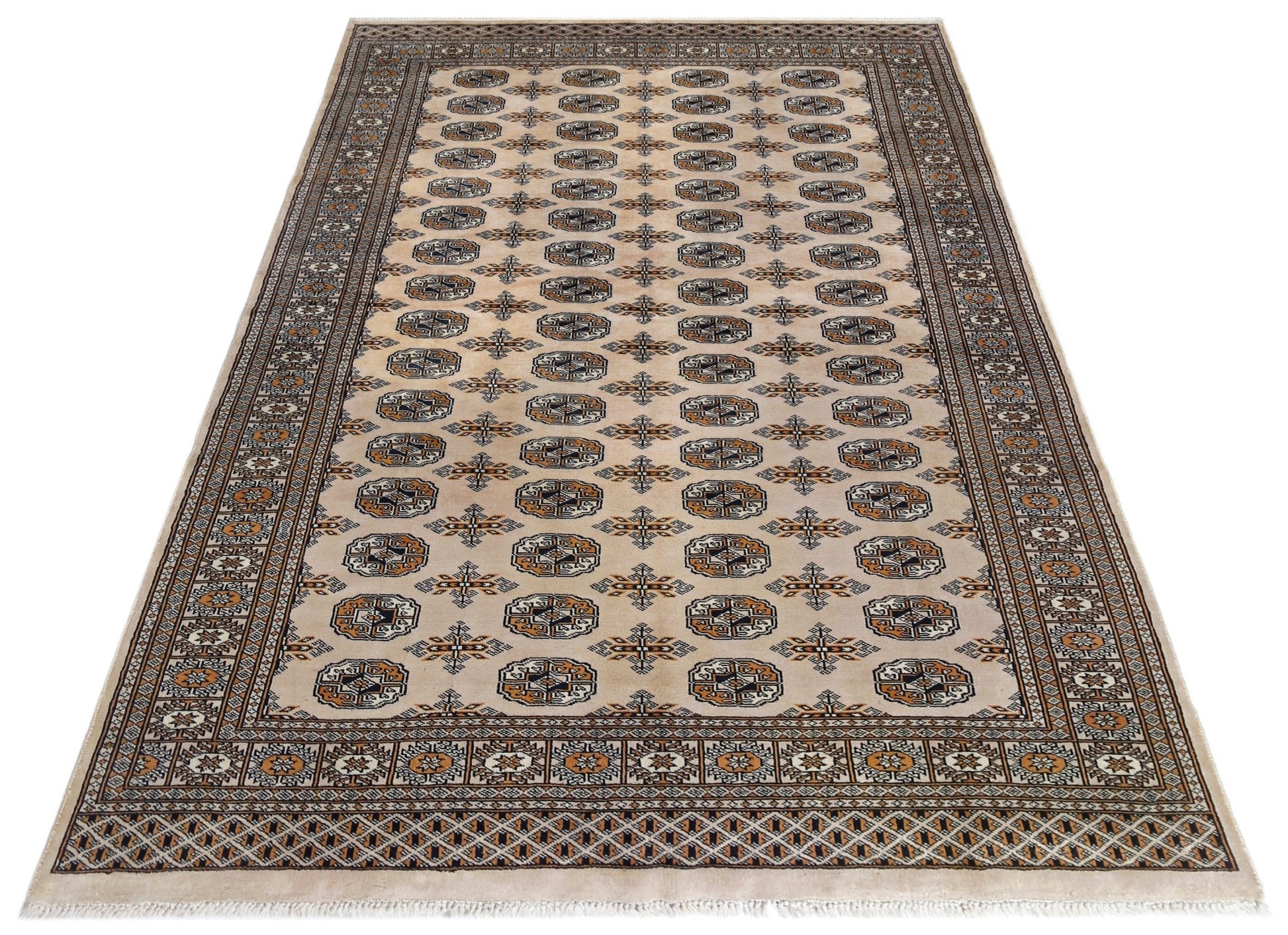 Handmade Vintage Princess Bokhara Rug | 249 x 158 cm | 8'2" x 5'2" - Najaf Rugs & Textile