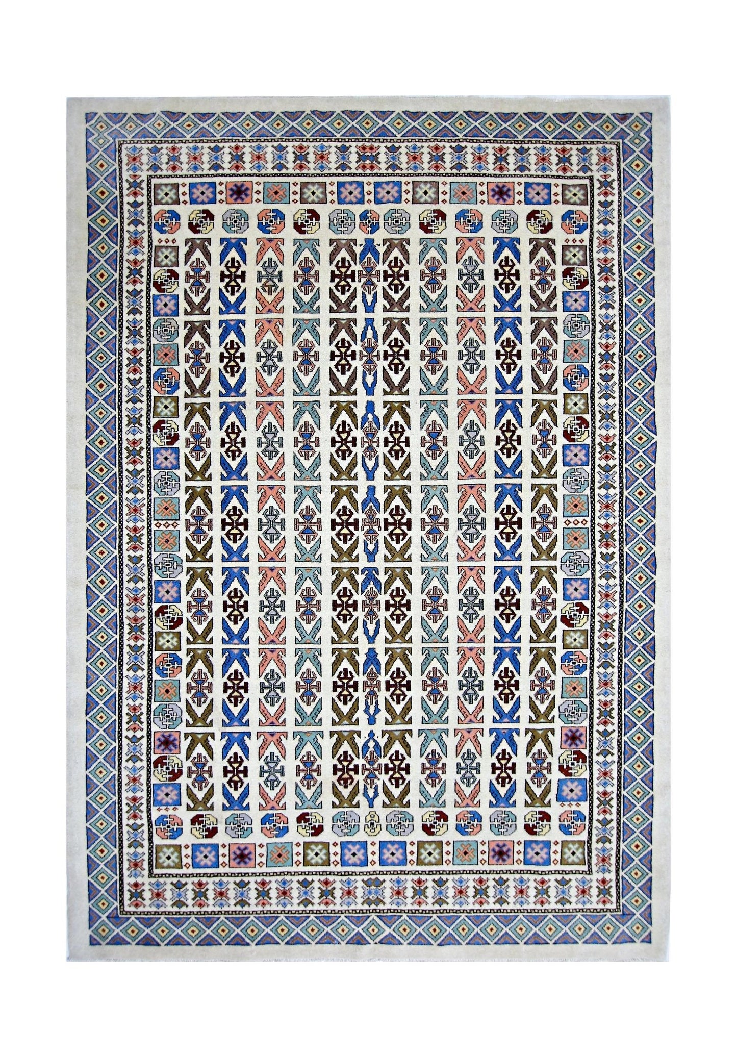 Handmade Vintage Princess Bokhara Rug | 257 x 180 cm | 8'5" x 5'11" - Najaf Rugs & Textile