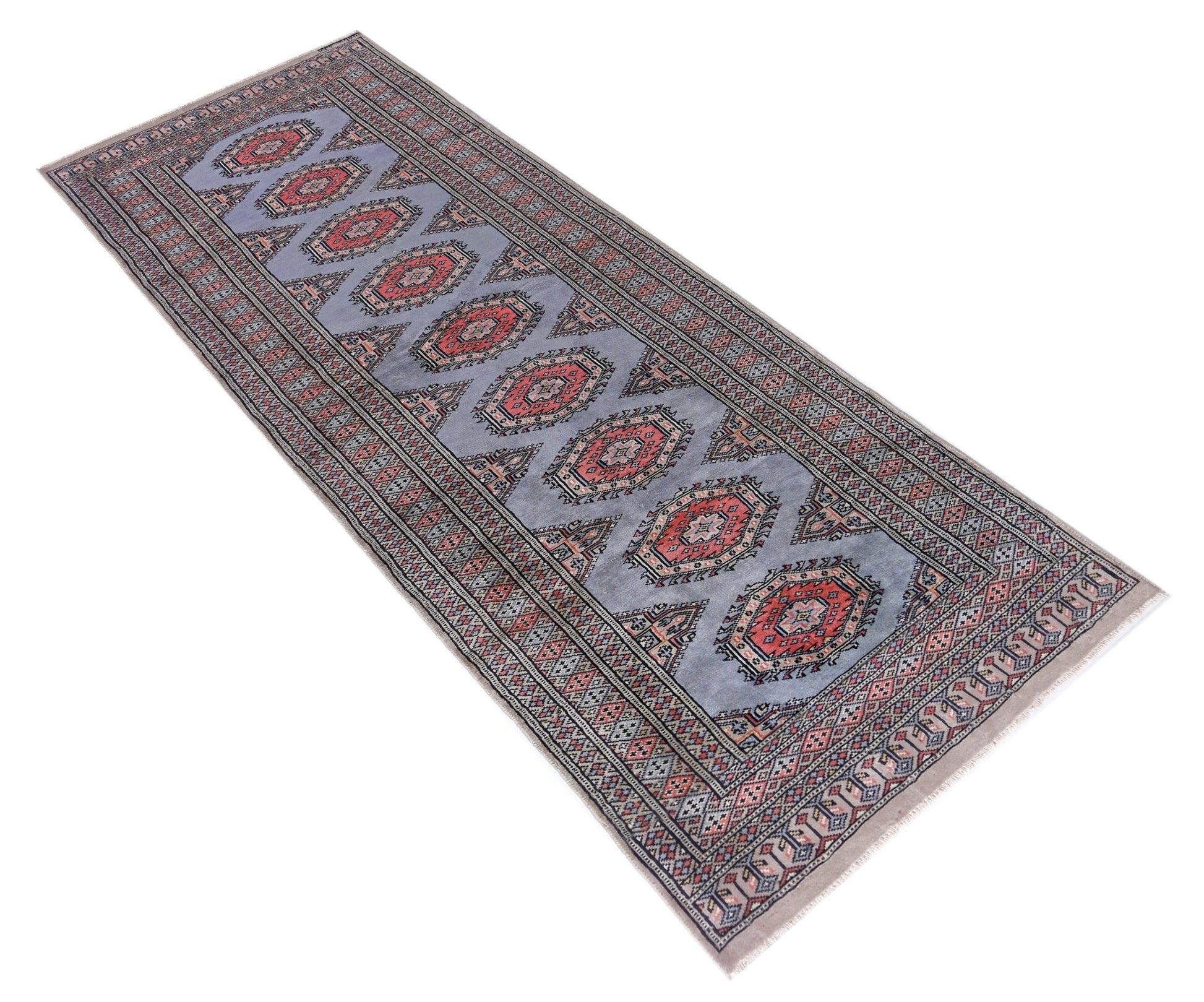 Handmade Vintage Princess Bokhara Hallway Runner | 224 x 78 cm | 7'4" x 2'6" - Najaf Rugs & Textile