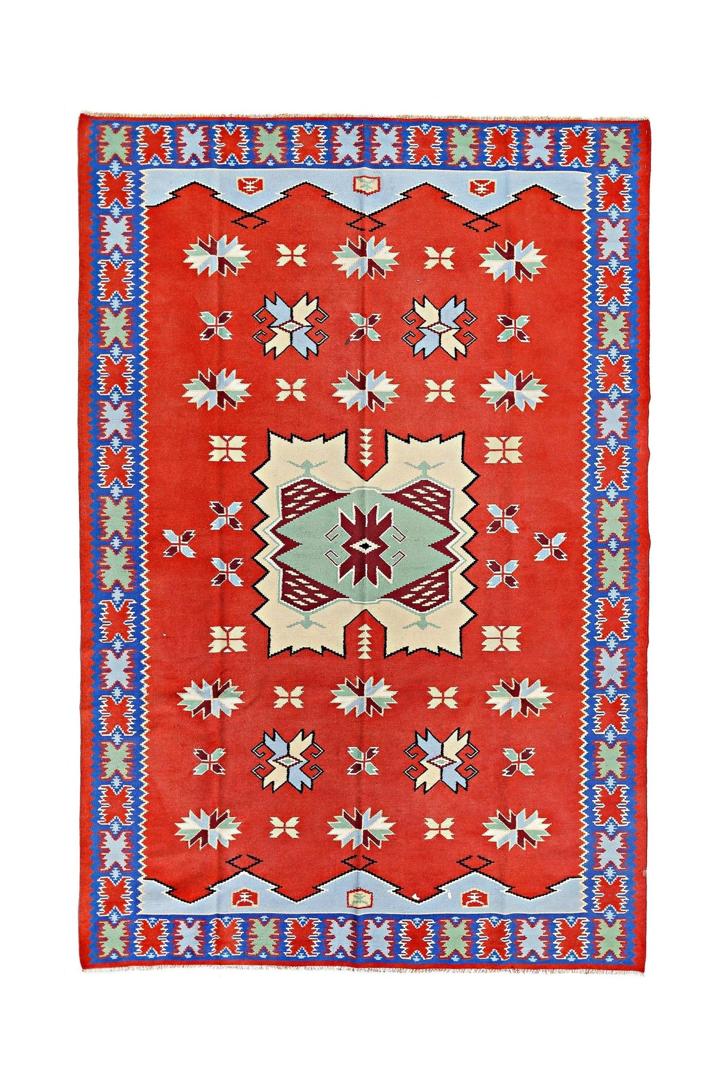 Handmade Vintage Romanian Kilim | 289 x 197 cm | 9'6" x 6'6" - Najaf Rugs & Textile