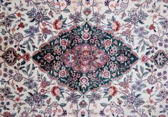 Handmade Vintage Silk Kashmiri Rug | 248 x 166 cm | 8'2" x 5'5" - Najaf Rugs & Textile
