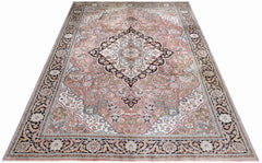 Handmade Vintage Silk Kashmiri Rug | 277 x 184 cm | 9'1" x 6' - Najaf Rugs & Textile