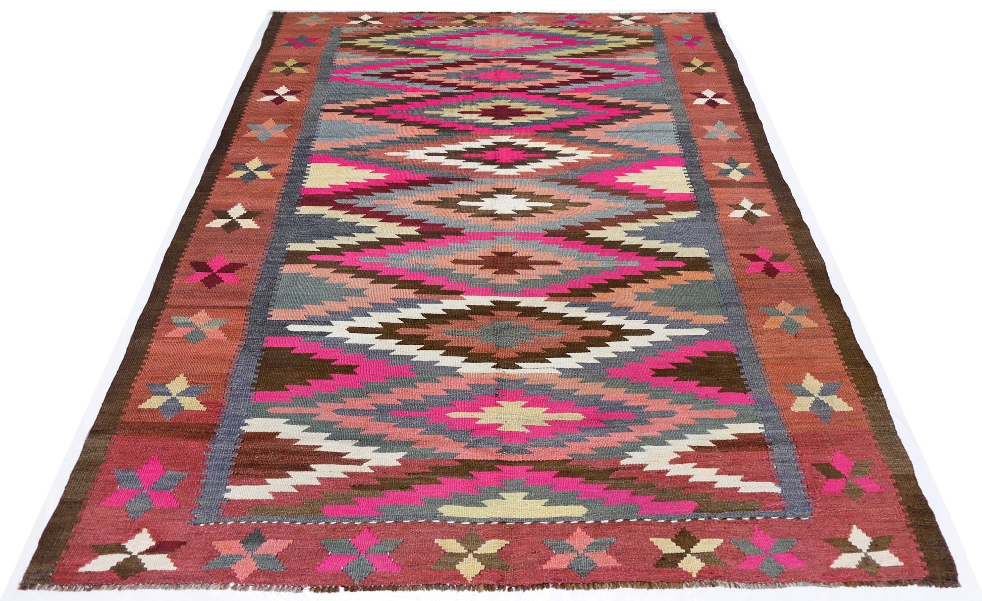 Handmade Vintage Turkish Kilim | 334 x 199 cm | 11' x 6'6" - Najaf Rugs & Textile