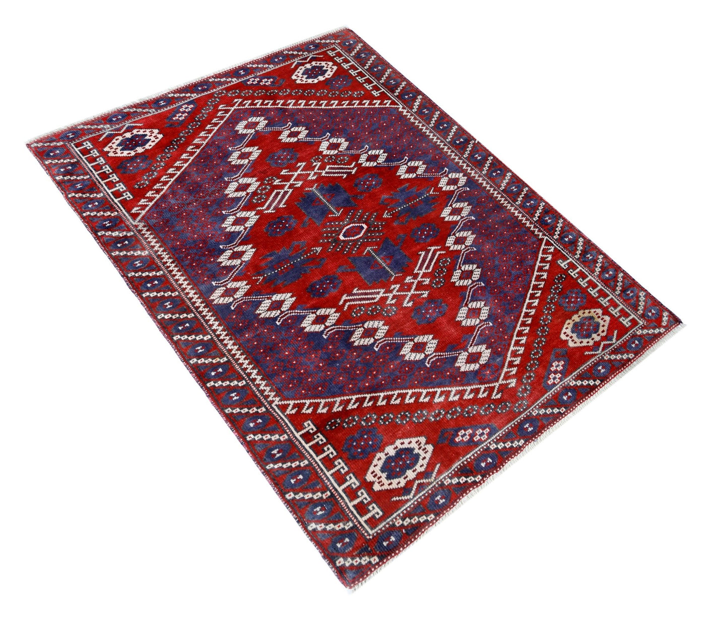 Handmade Vintage Turkish Rug | 143 x 104 cm | 4'8" x 3'2" - Najaf Rugs & Textile