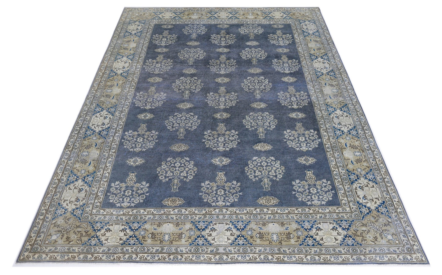 Handmade Vintage Persian Tabriz Rug | 348 x 256 cm | 11'5" x 8'5" - Najaf Rugs & Textile