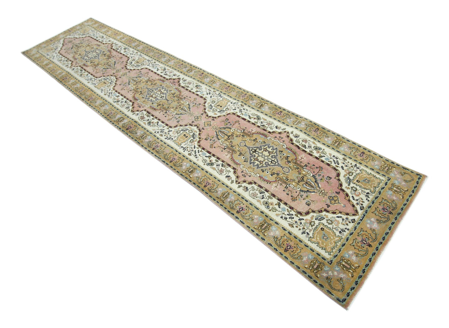 Handmade Vintage Persian Hallway Runner | 346 x 78 cm | 11'4" x 2'7" - Najaf Rugs & Textile
