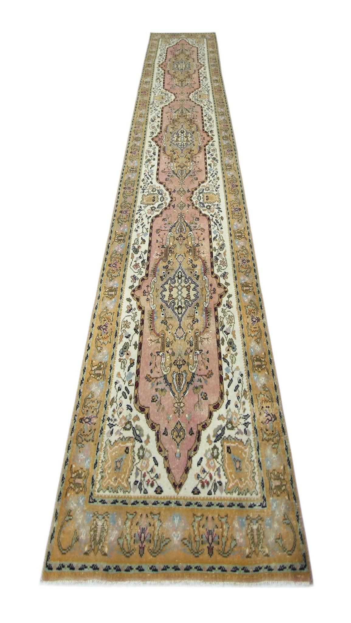 Handmade Vintage Persian Hallway Runner | 346 x 78 cm | 11'4" x 2'7" - Najaf Rugs & Textile