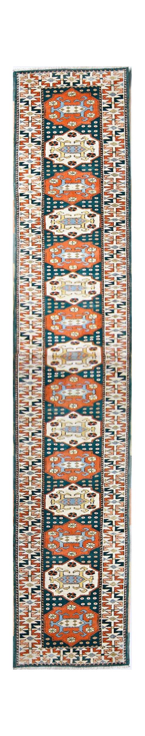Handmade Vintage Turkish Hallway Runner | 338 x 72 cm | 11'1" x 2'5" - Najaf Rugs & Textile