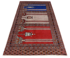 Handmade Vintage Turkish Kayseri Rug | 110 x 62 cm | 3'7" x 2' - Najaf Rugs & Textile