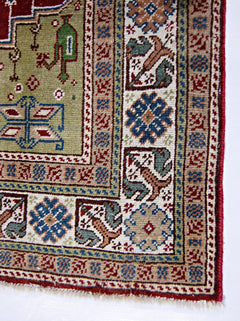 Handmade Vintage Turkish Kayseri Prayer Rug | 115 x 73 cm | 3'9" x 2'5" - Najaf Rugs & Textile