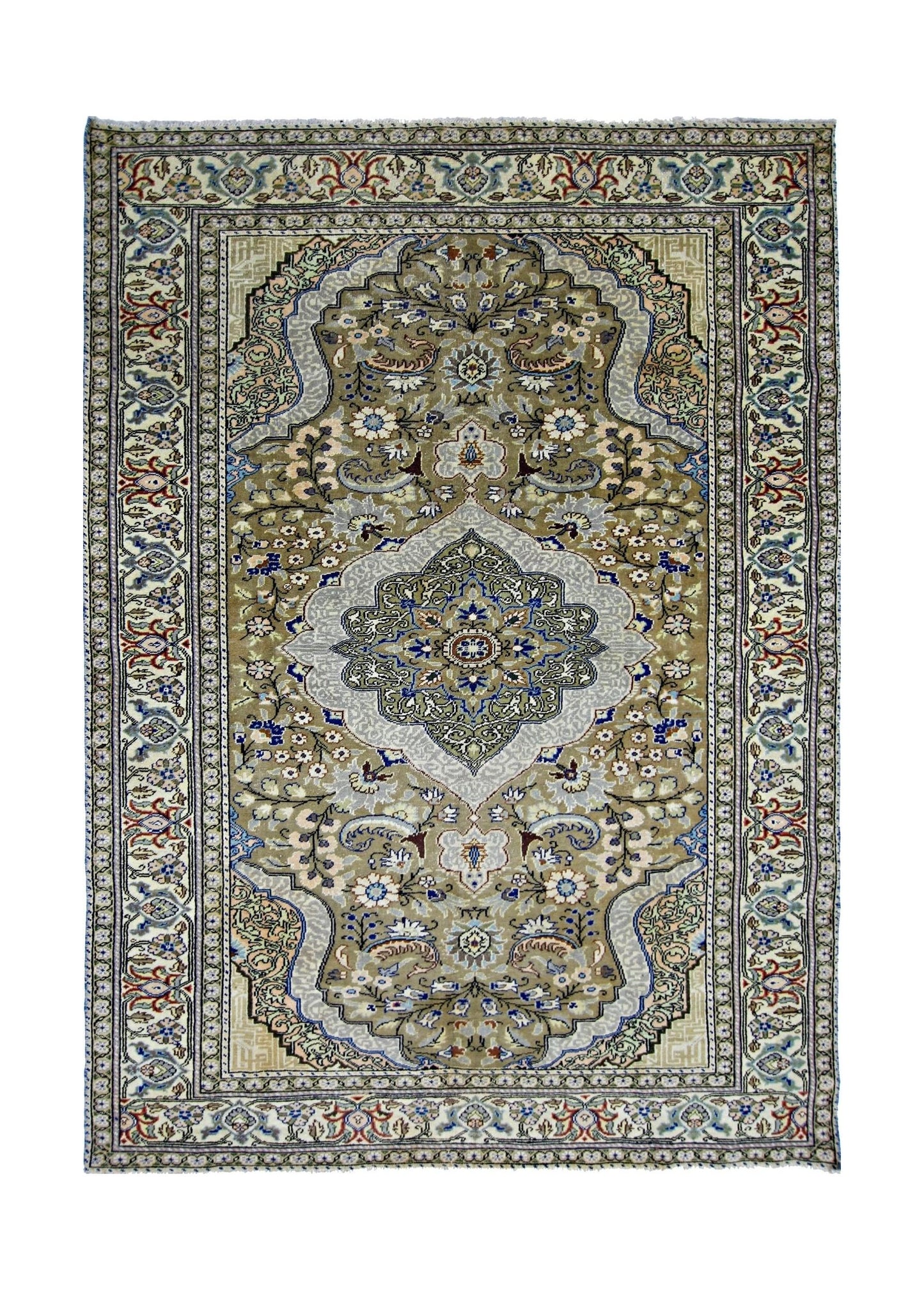 Handmade Vintage Turkish Kayseri Rug | 219 x 146 cm | 7'2" x 4'9" - Najaf Rugs & Textile