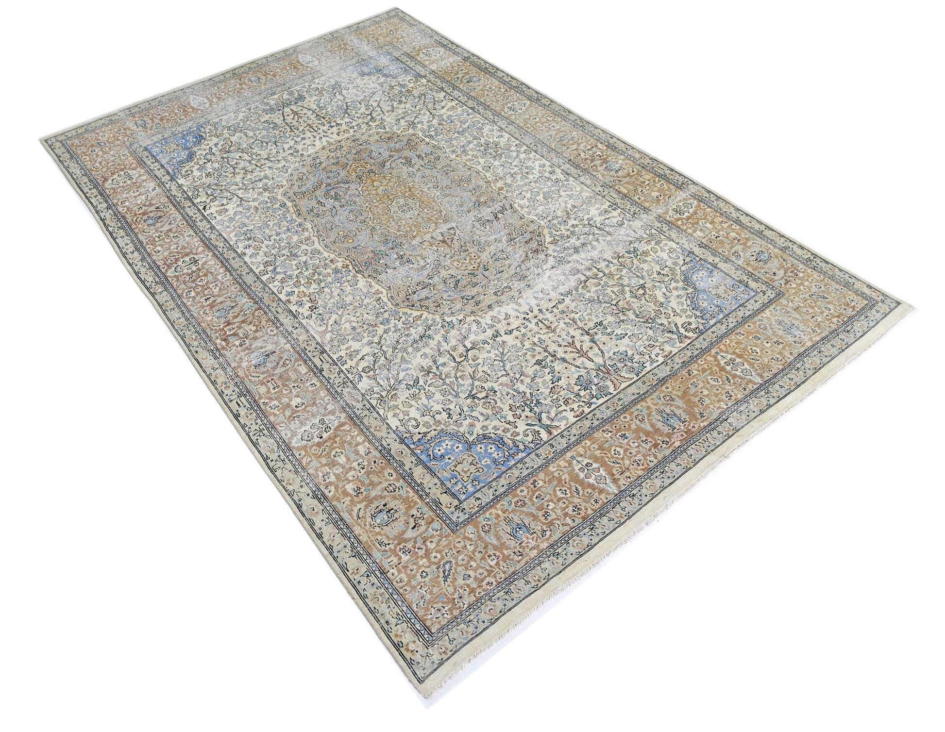 Handmade Vintage Persian Rug | 251 x 155 cm | 8'3" x 5'1" - Najaf Rugs & Textile